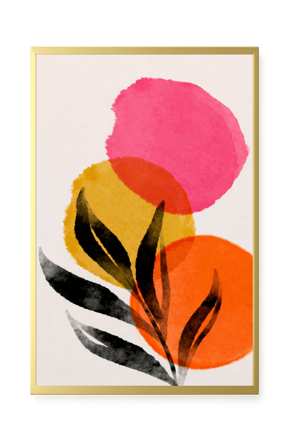 Abstract leaves with colorful overlapping circles Canvas Wall Art