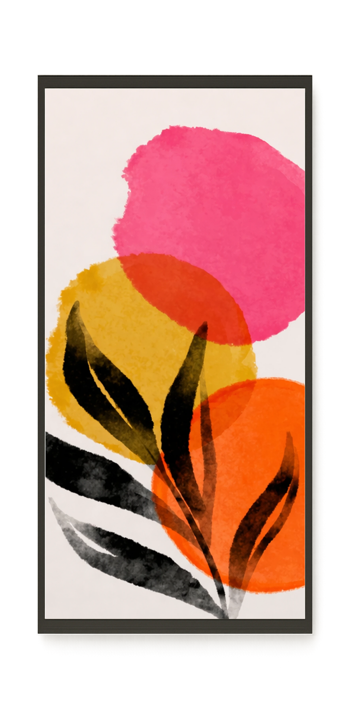 Abstract leaves with colorful overlapping circles Canvas Wall Art