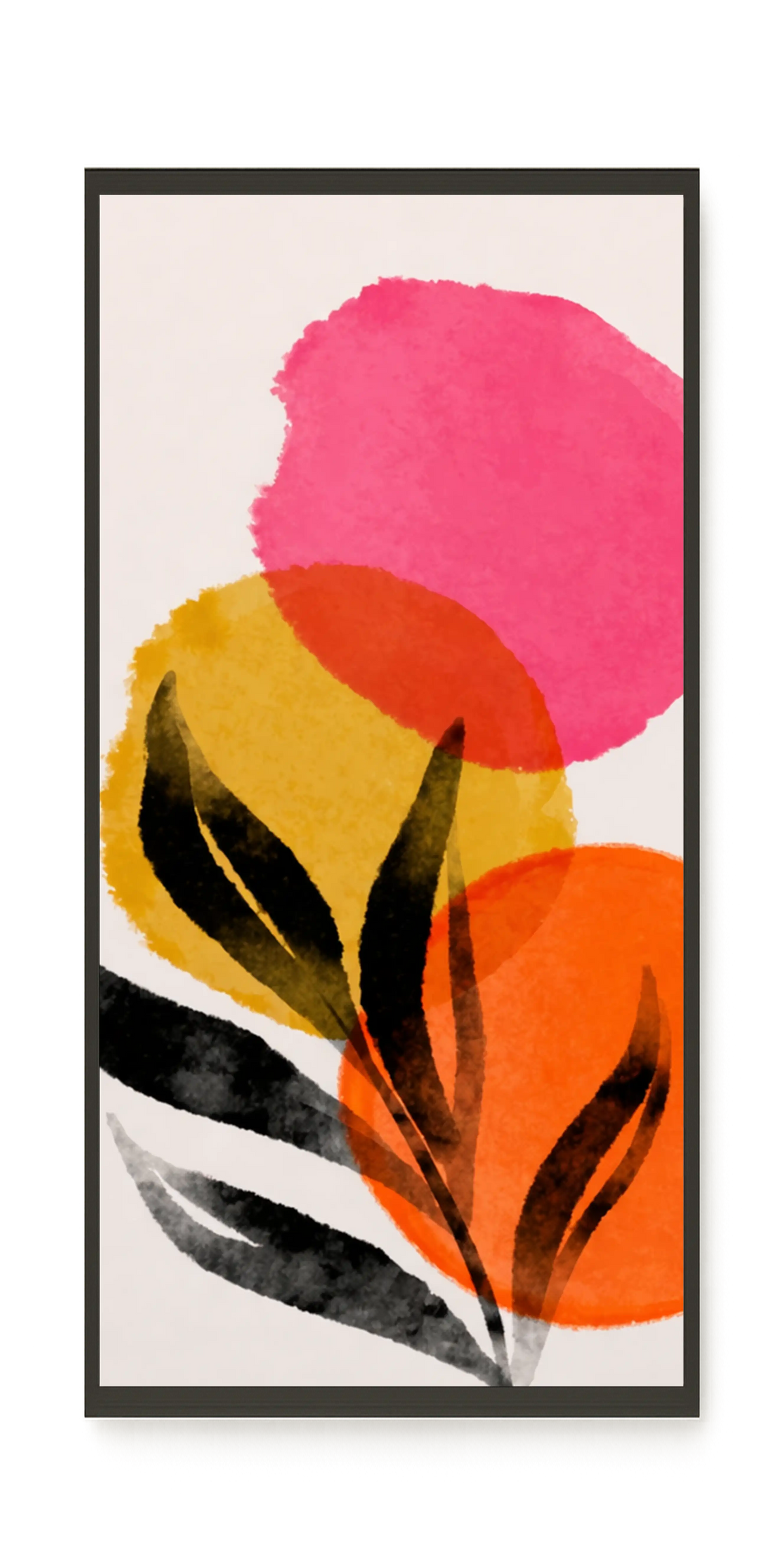 Abstract leaves with colorful overlapping circles Canvas Wall Art