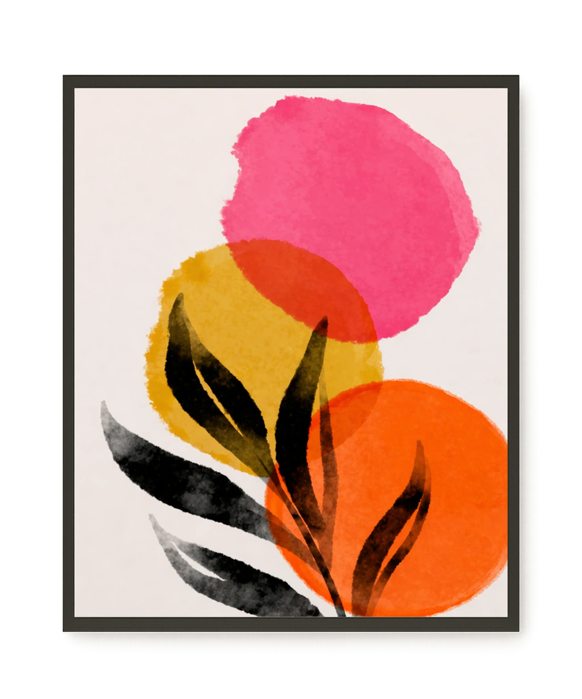 Abstract leaves with colorful overlapping circles Canvas Wall Art