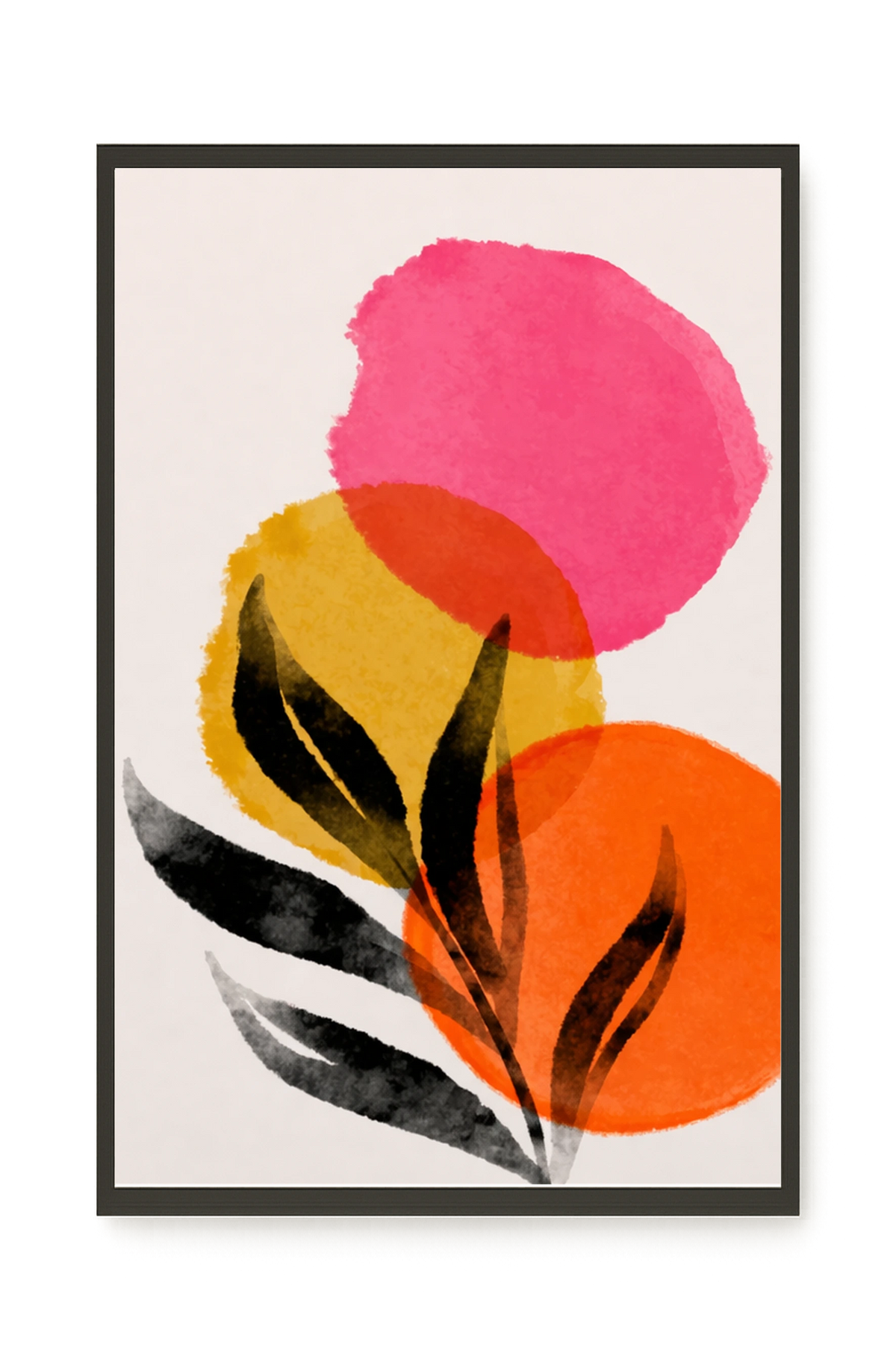 Abstract leaves with colorful overlapping circles Canvas Wall Art