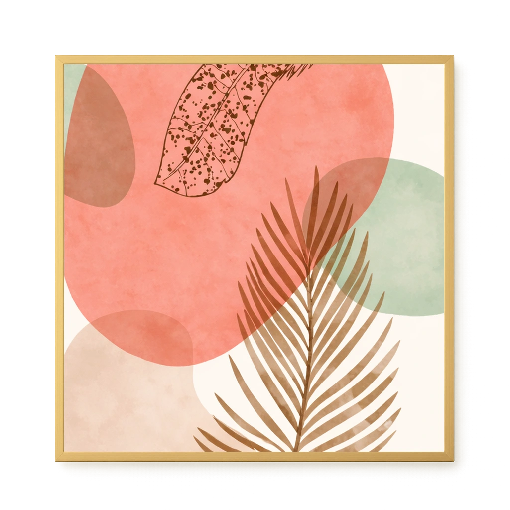 Tropical leaves with soft neutral background Canvas Wall Art