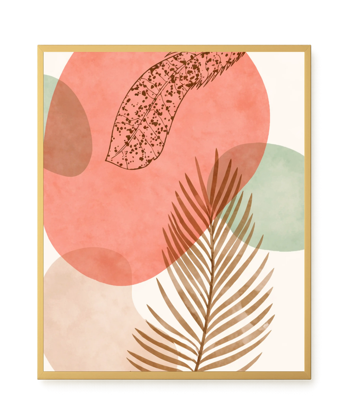 Tropical leaves with soft neutral background Canvas Wall Art