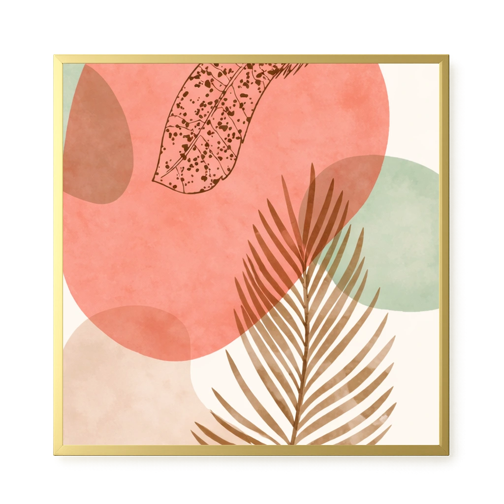 Tropical leaves with soft neutral background Canvas Wall Art