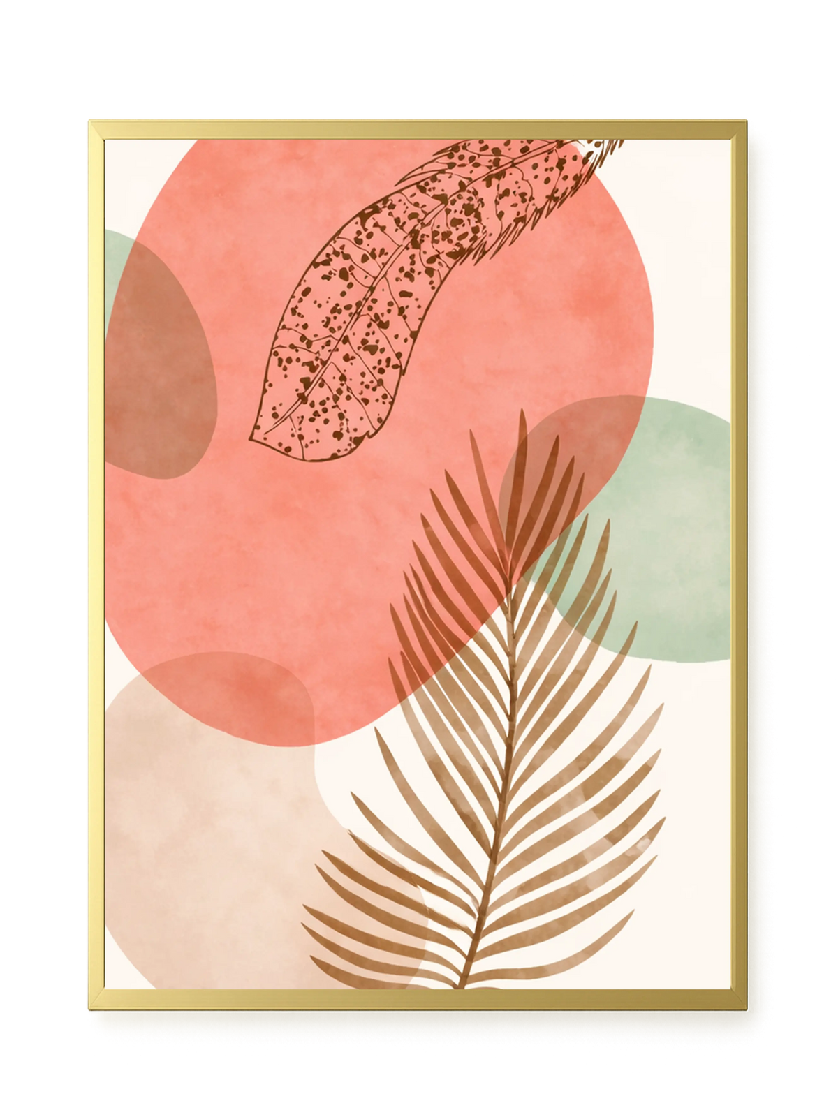 Tropical leaves with soft neutral background Canvas Wall Art