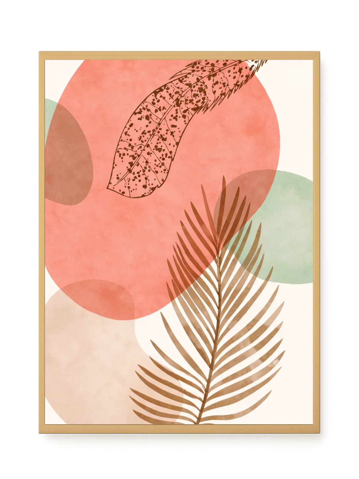 Tropical leaves with soft neutral background Canvas Wall Art
