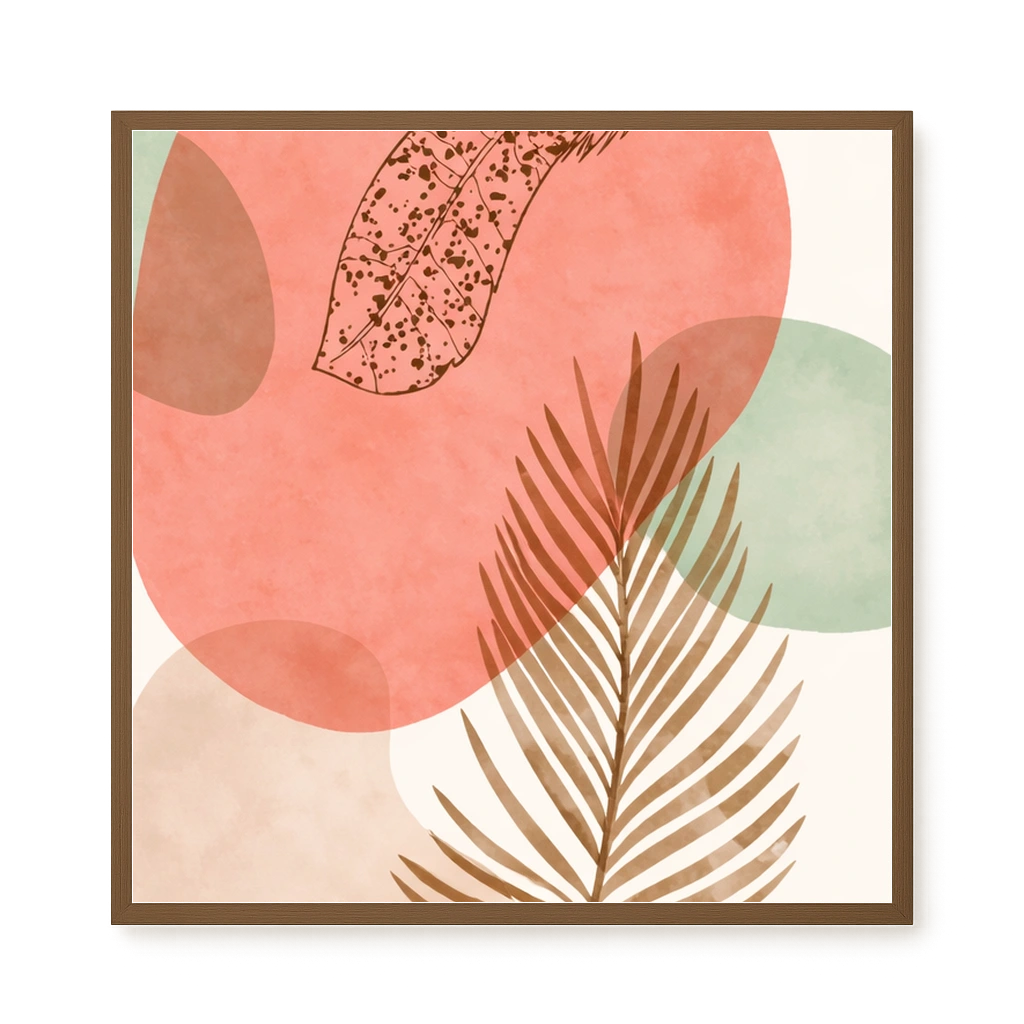 Tropical leaves with soft neutral background Canvas Wall Art