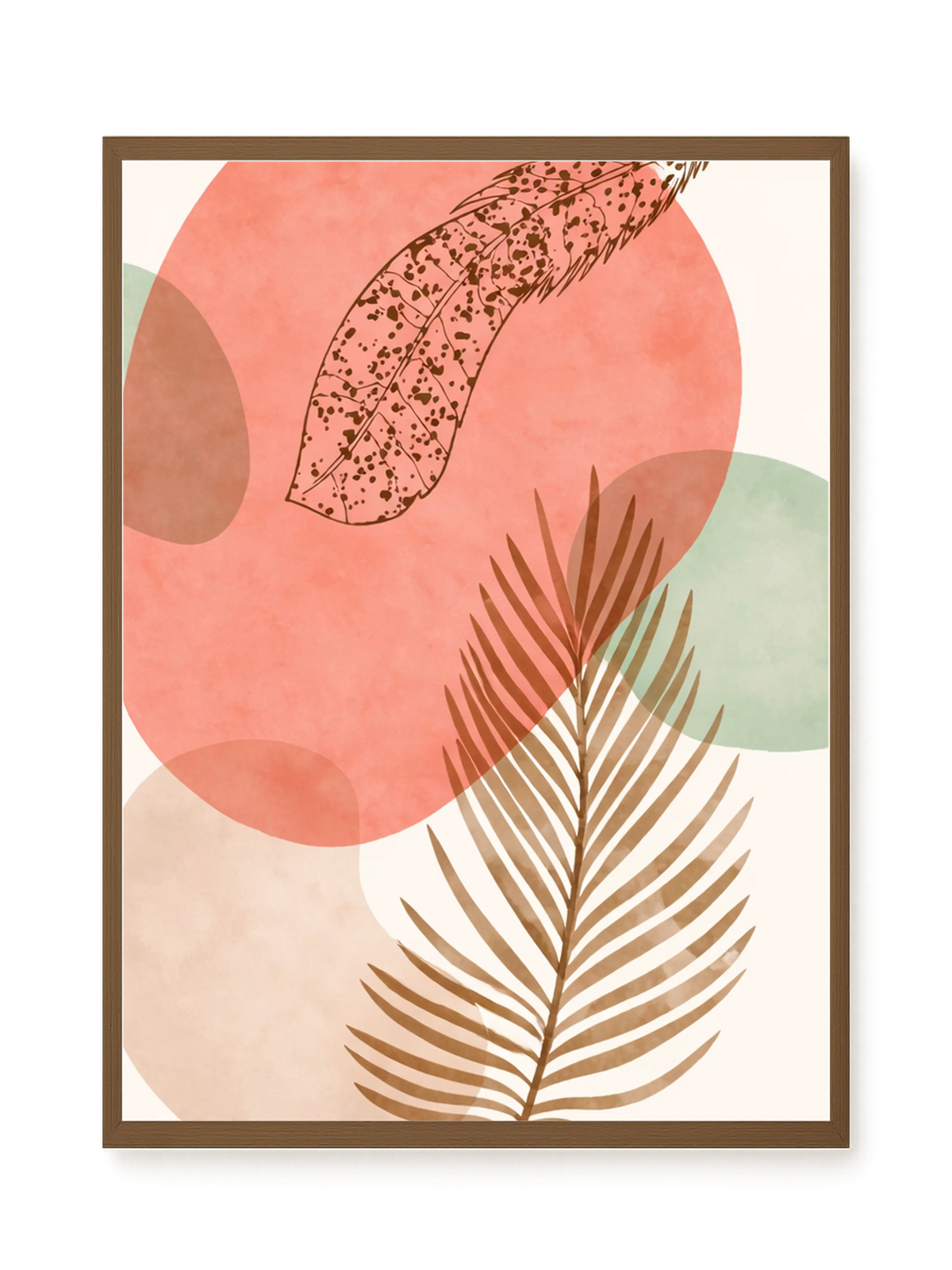 Tropical leaves with soft neutral background Canvas Wall Art
