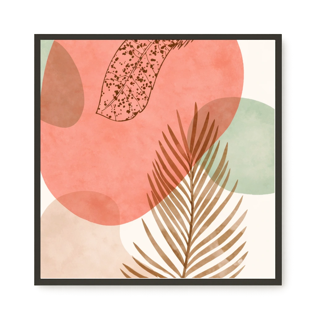 Tropical leaves with soft neutral background Canvas Wall Art