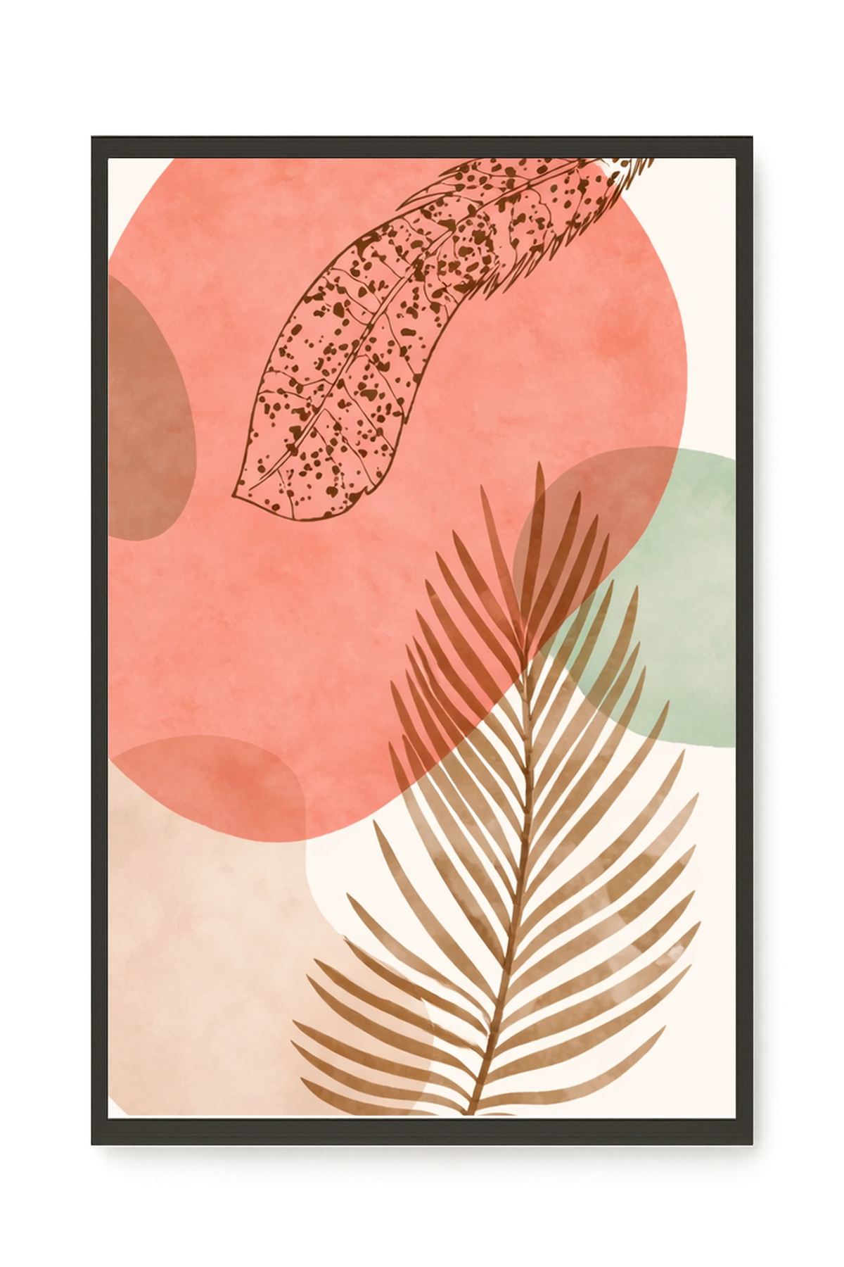 Tropical leaves with soft neutral background Canvas Wall Art