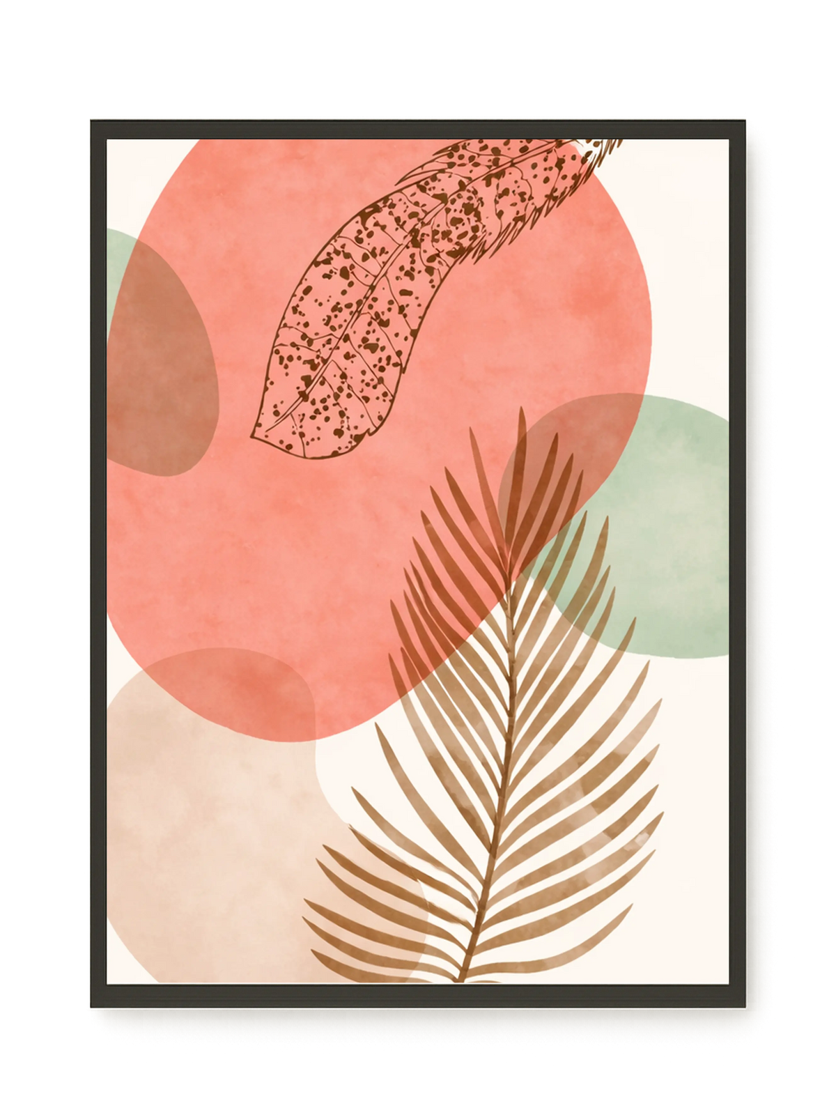 Tropical leaves with soft neutral background Canvas Wall Art