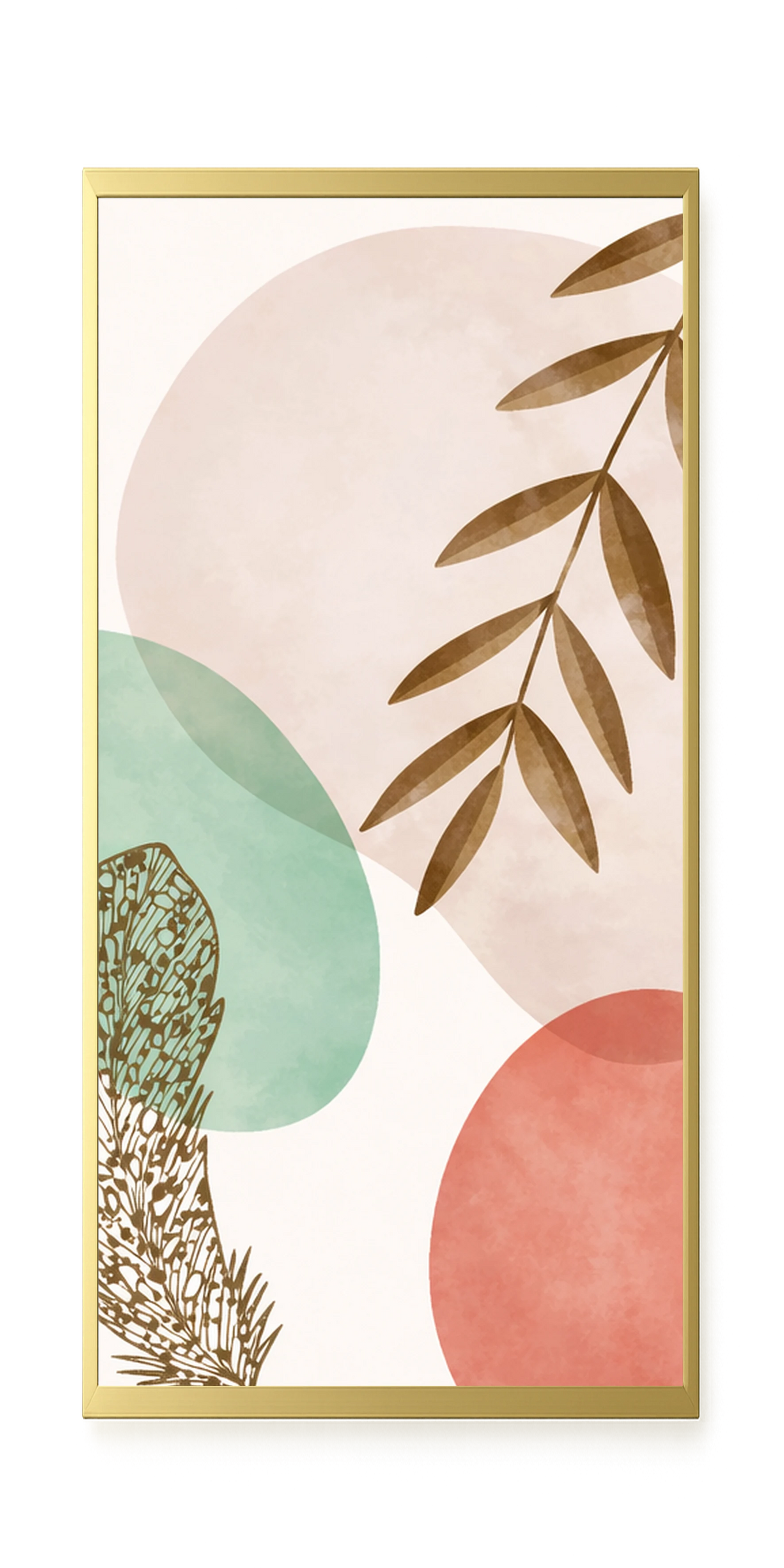 Minimal leaves in beige and green tones Canvas Print