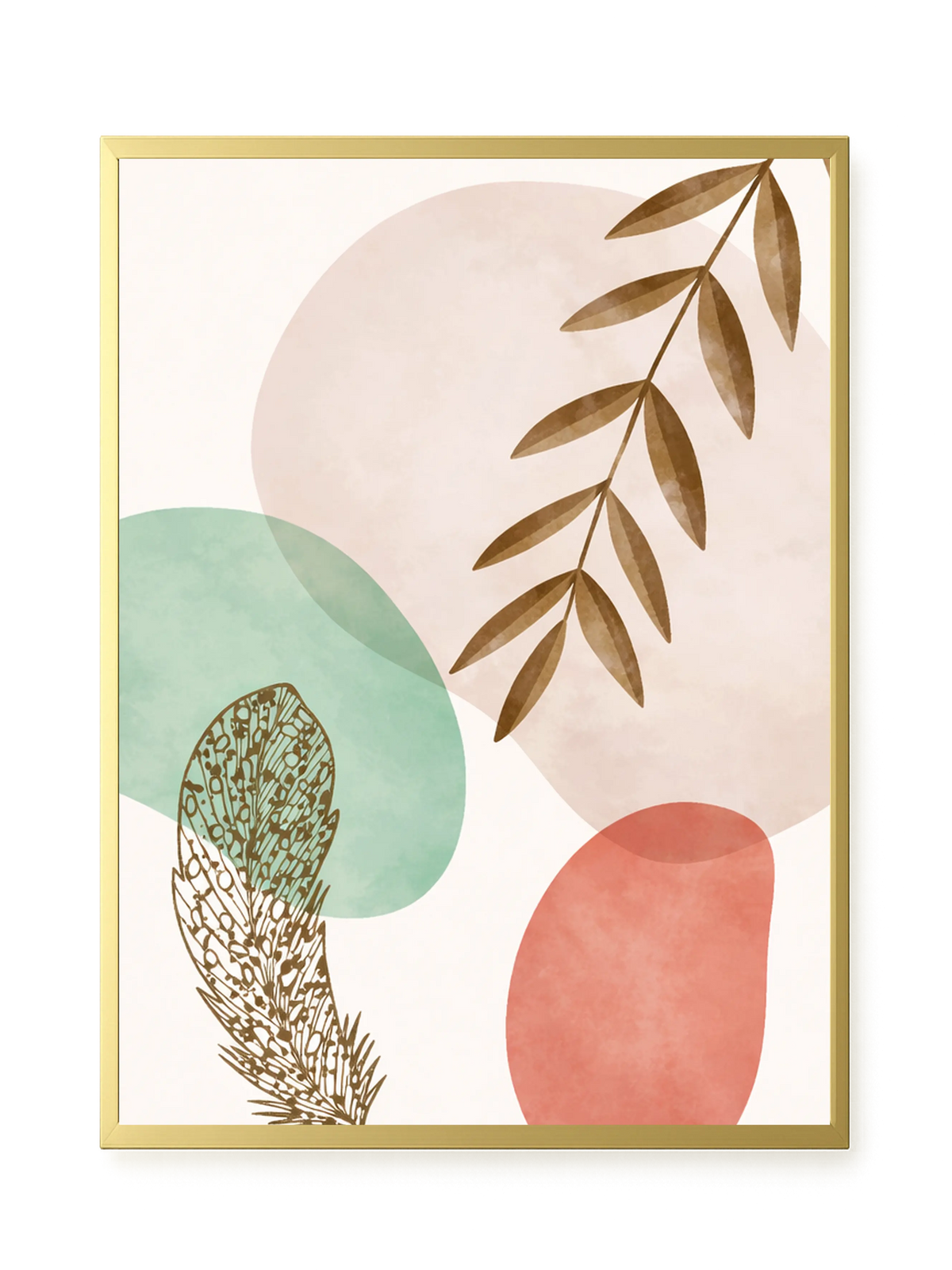 Minimal leaves in beige and green tones Canvas Print