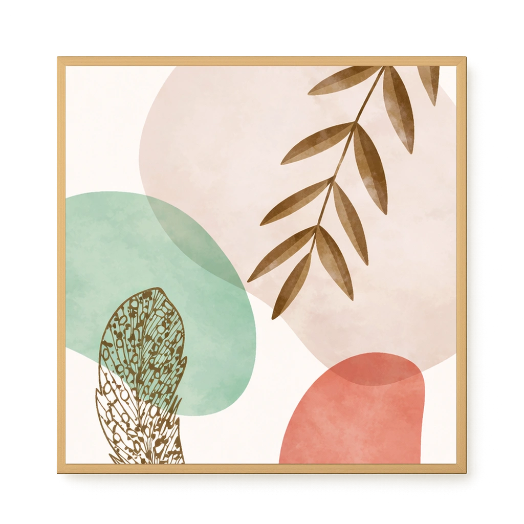 Minimal leaves in beige and green tones Canvas Print