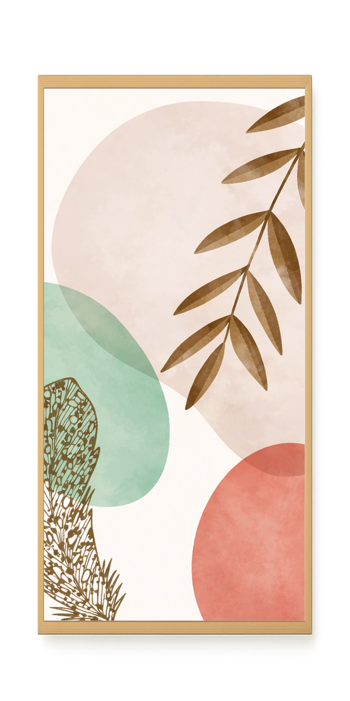 Minimal leaves in beige and green tones Canvas Print