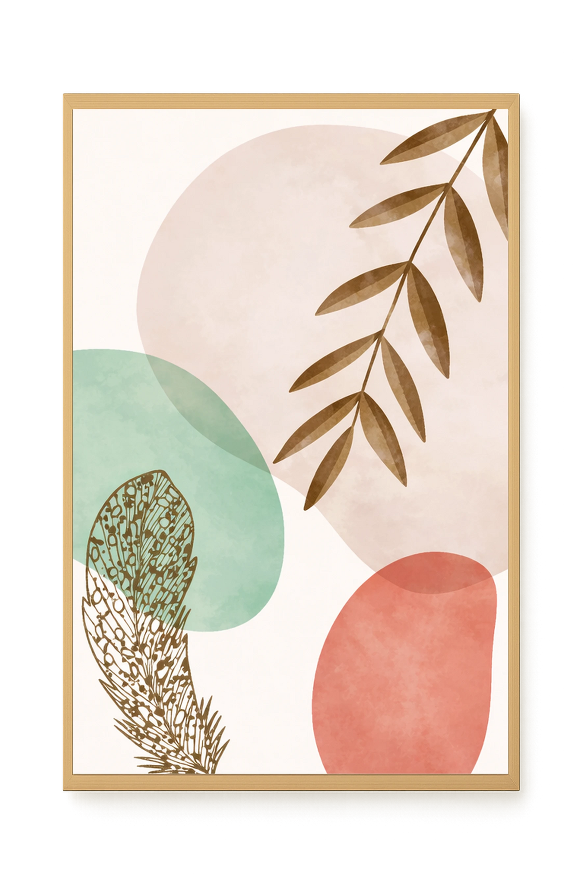 Minimal leaves in beige and green tones Canvas Print