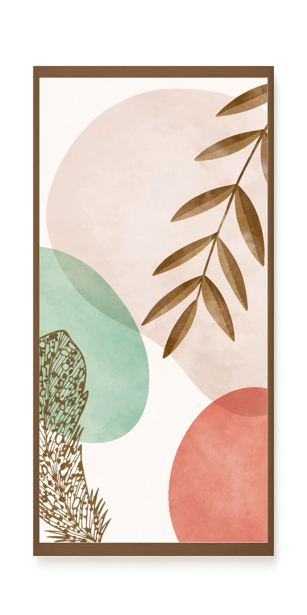 Minimal leaves in beige and green tones Canvas Print