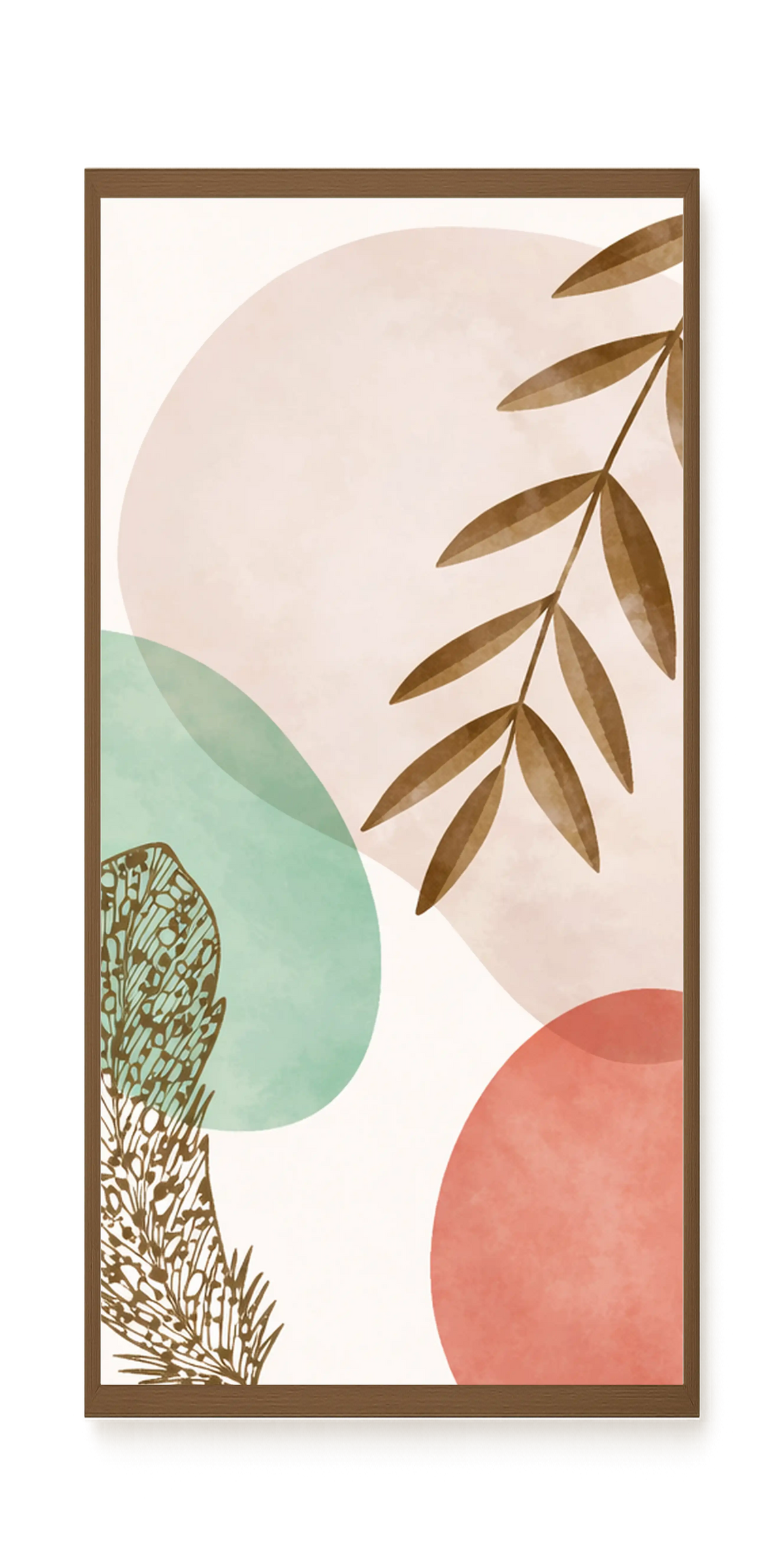 Minimal leaves in beige and green tones Canvas Print