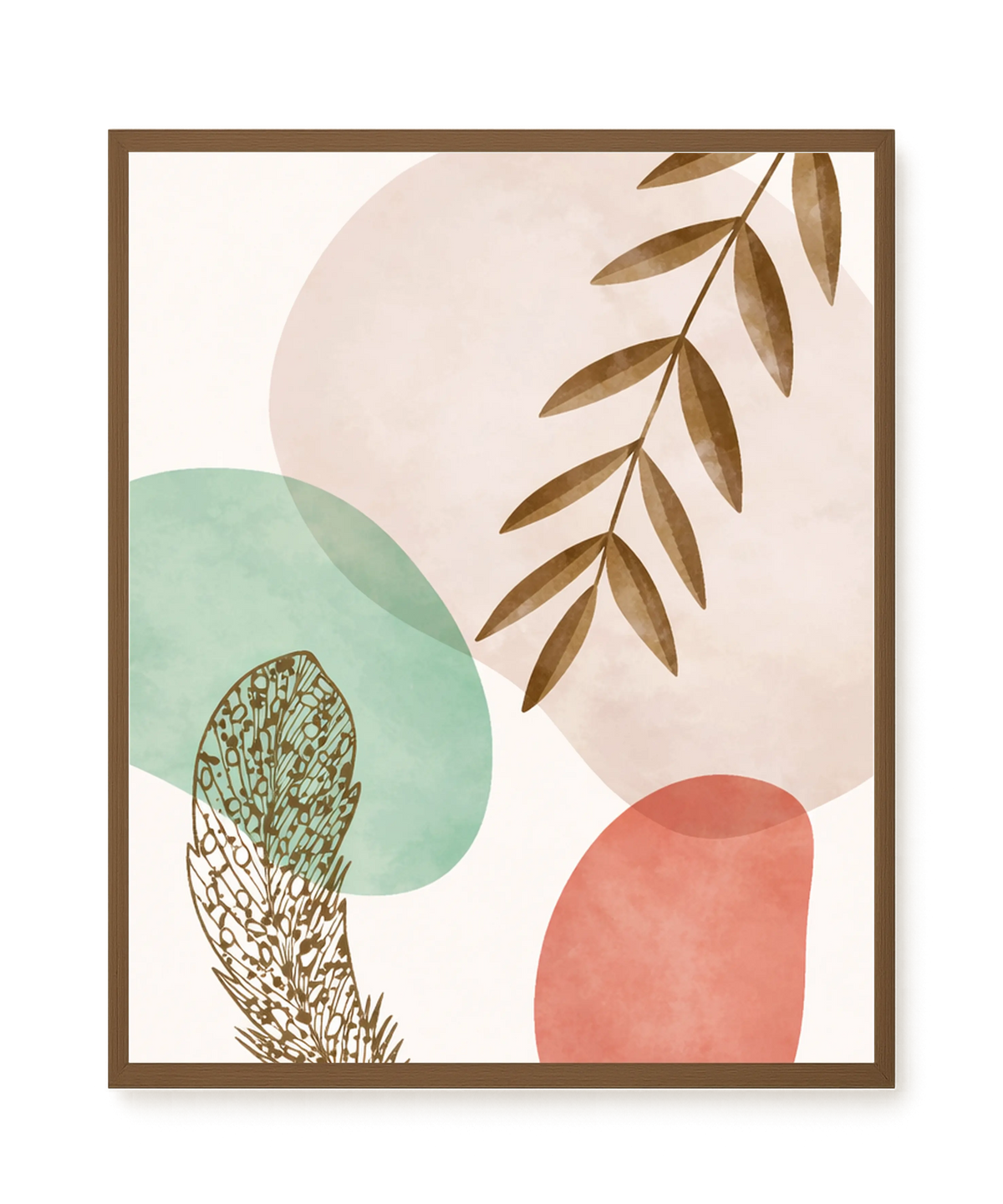 Minimal leaves in beige and green tones Canvas Print