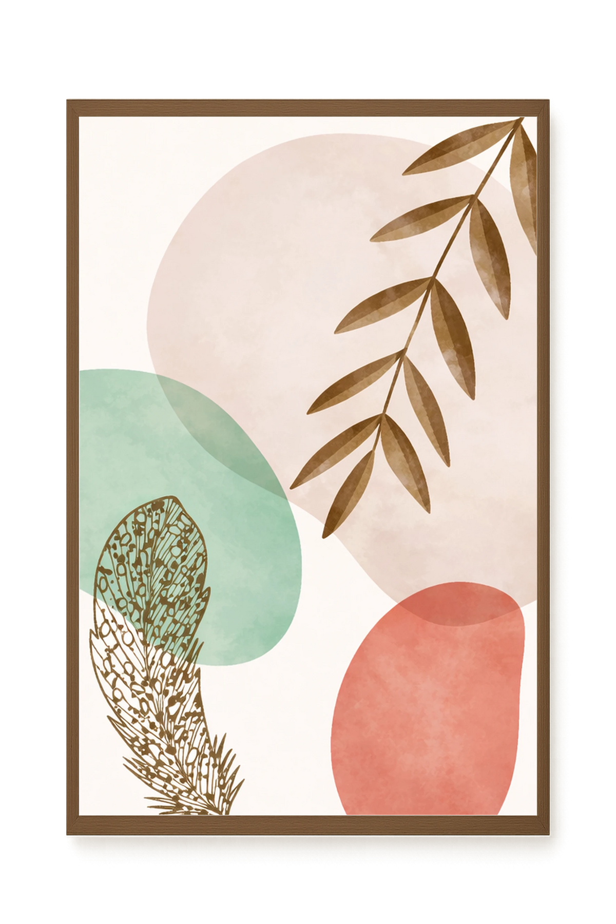 Minimal leaves in beige and green tones Canvas Print