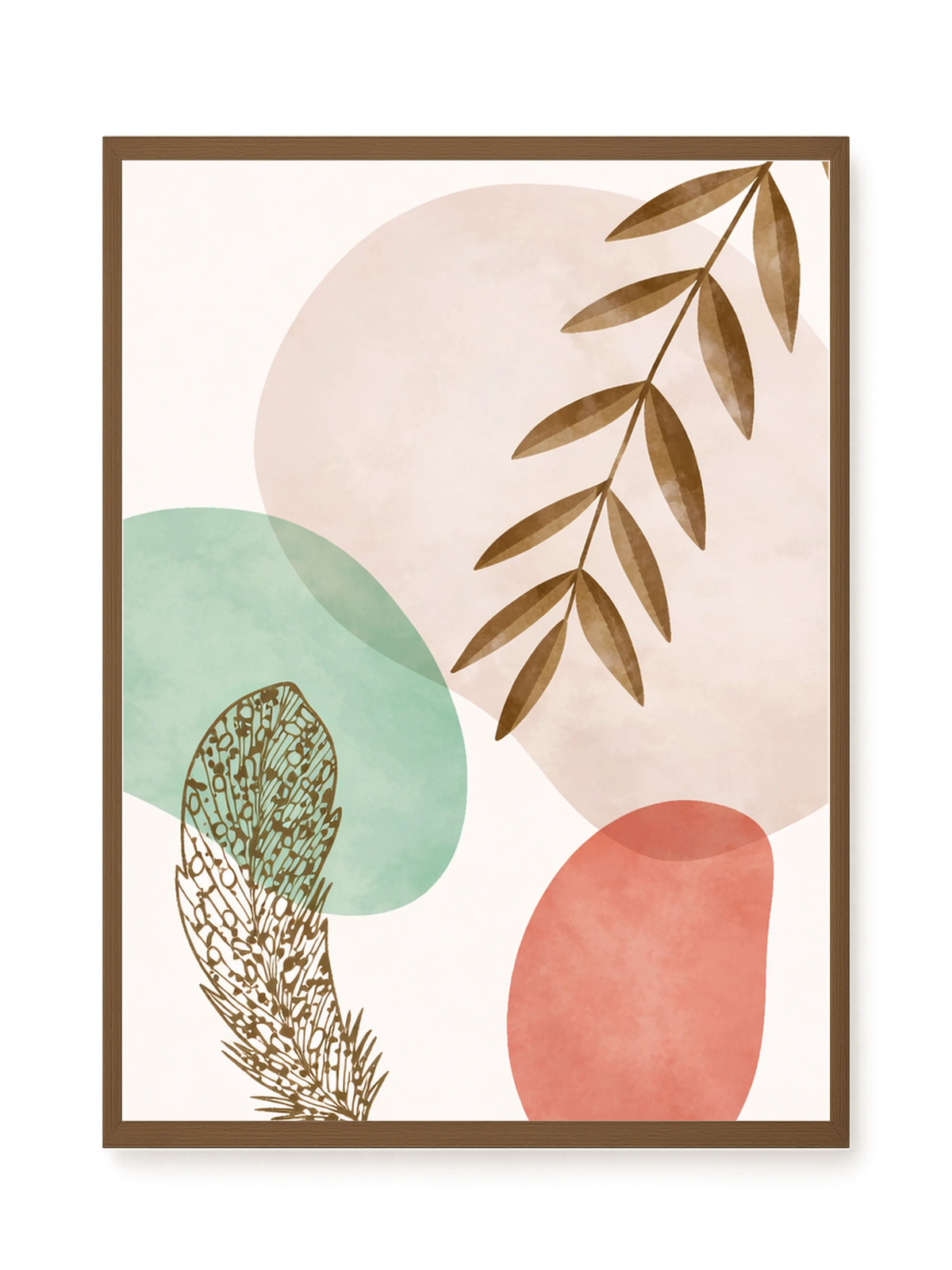 Minimal leaves in beige and green tones Canvas Print