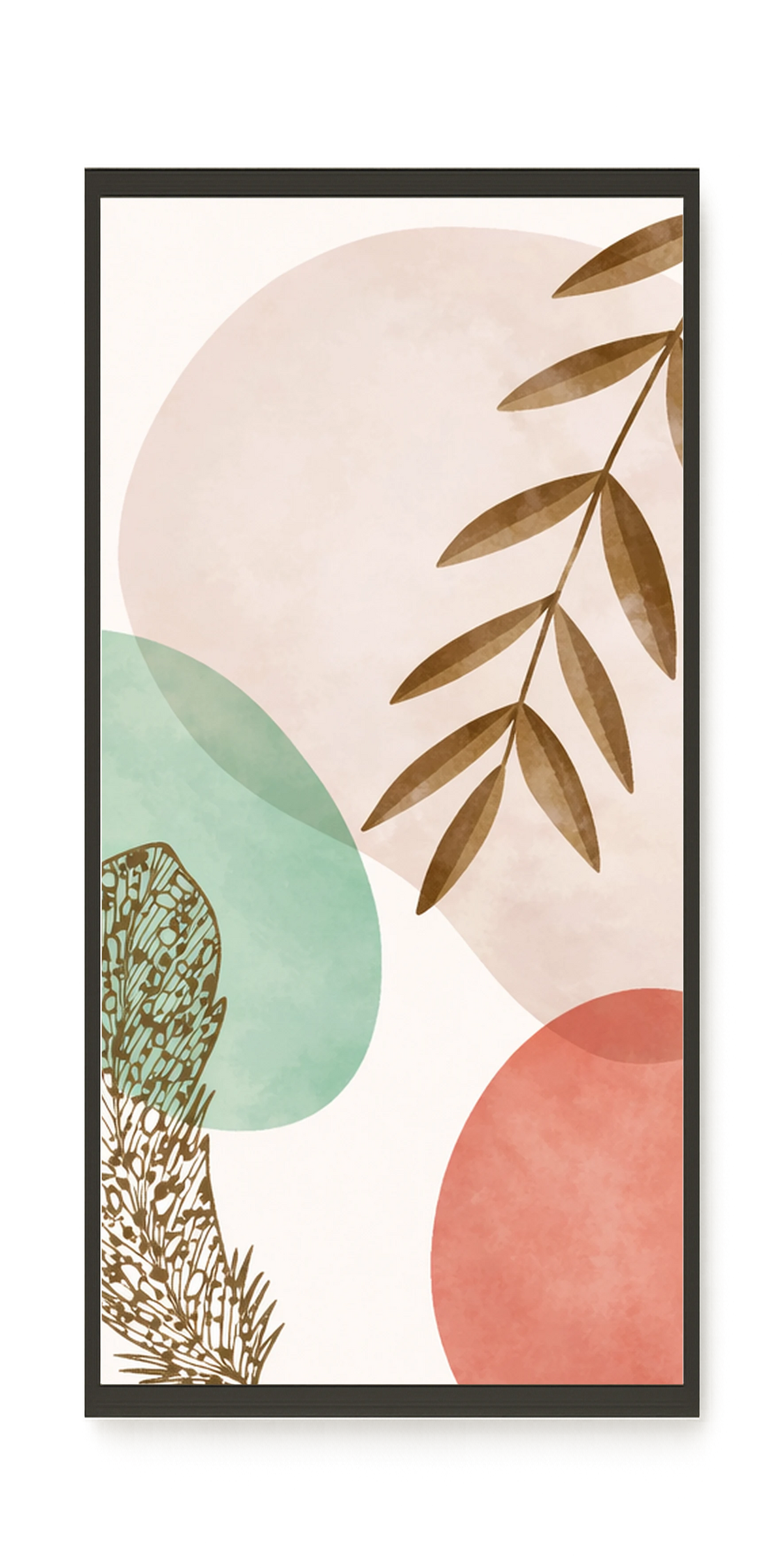 Minimal leaves in beige and green tones Canvas Print