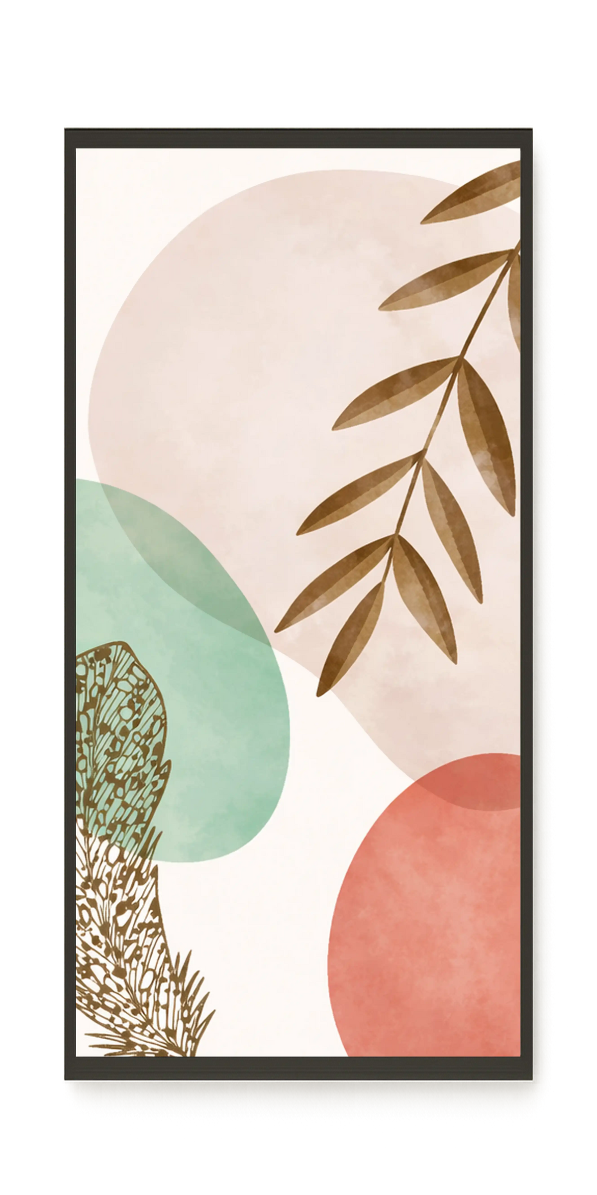 Minimal leaves in beige and green tones Canvas Print