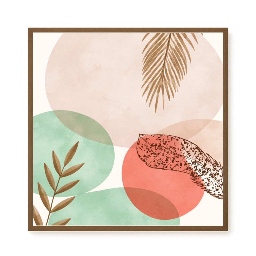 Organic botanical composition with soft colors Canvas Wall Art