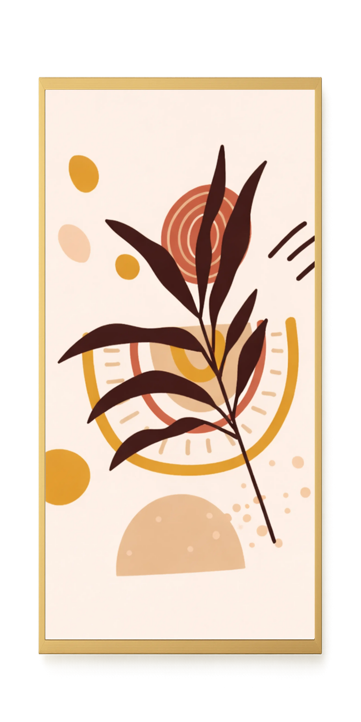Brown leaves with circular geometric elements Canvas Print