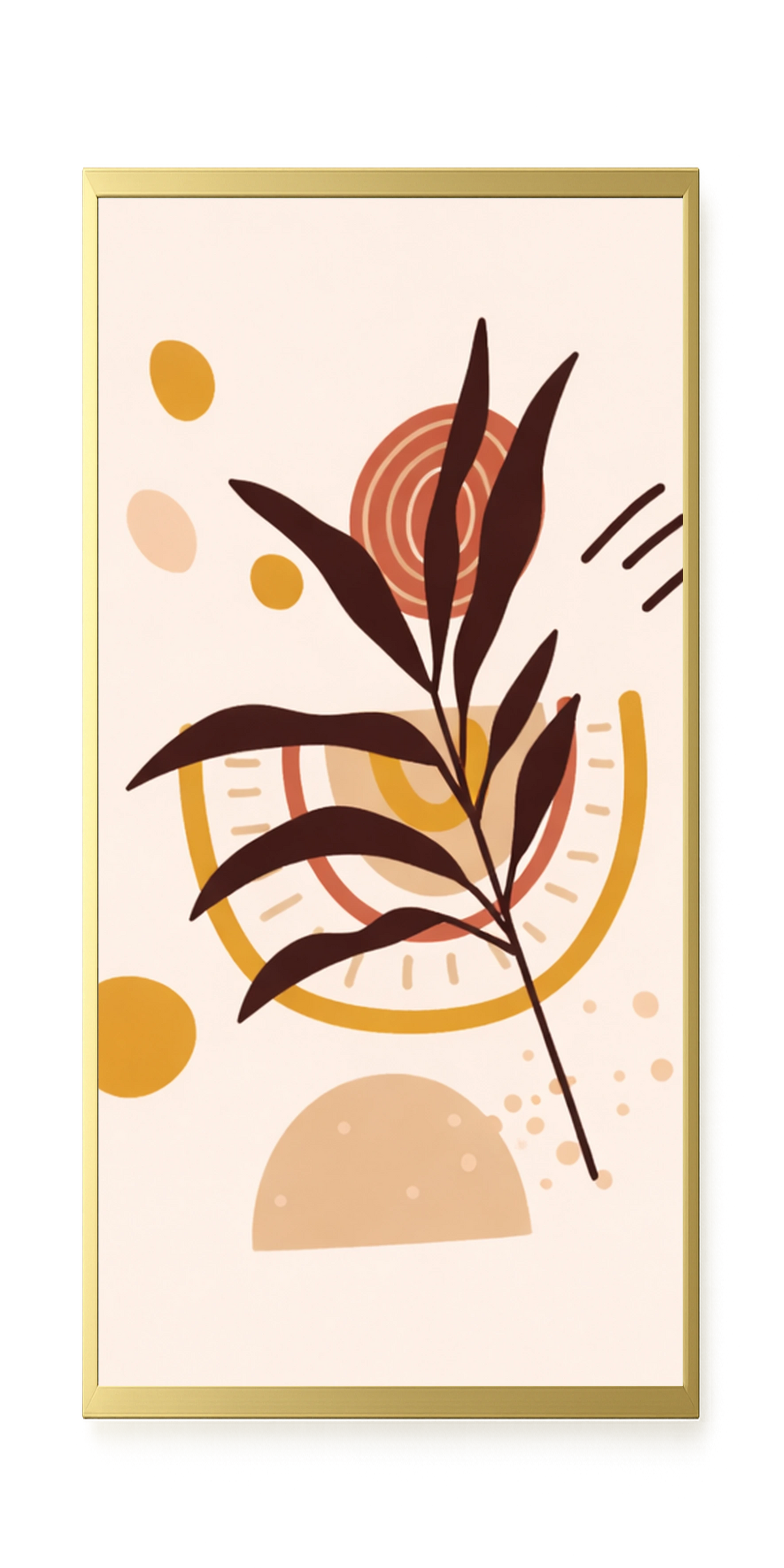Brown leaves with circular geometric elements Canvas Print