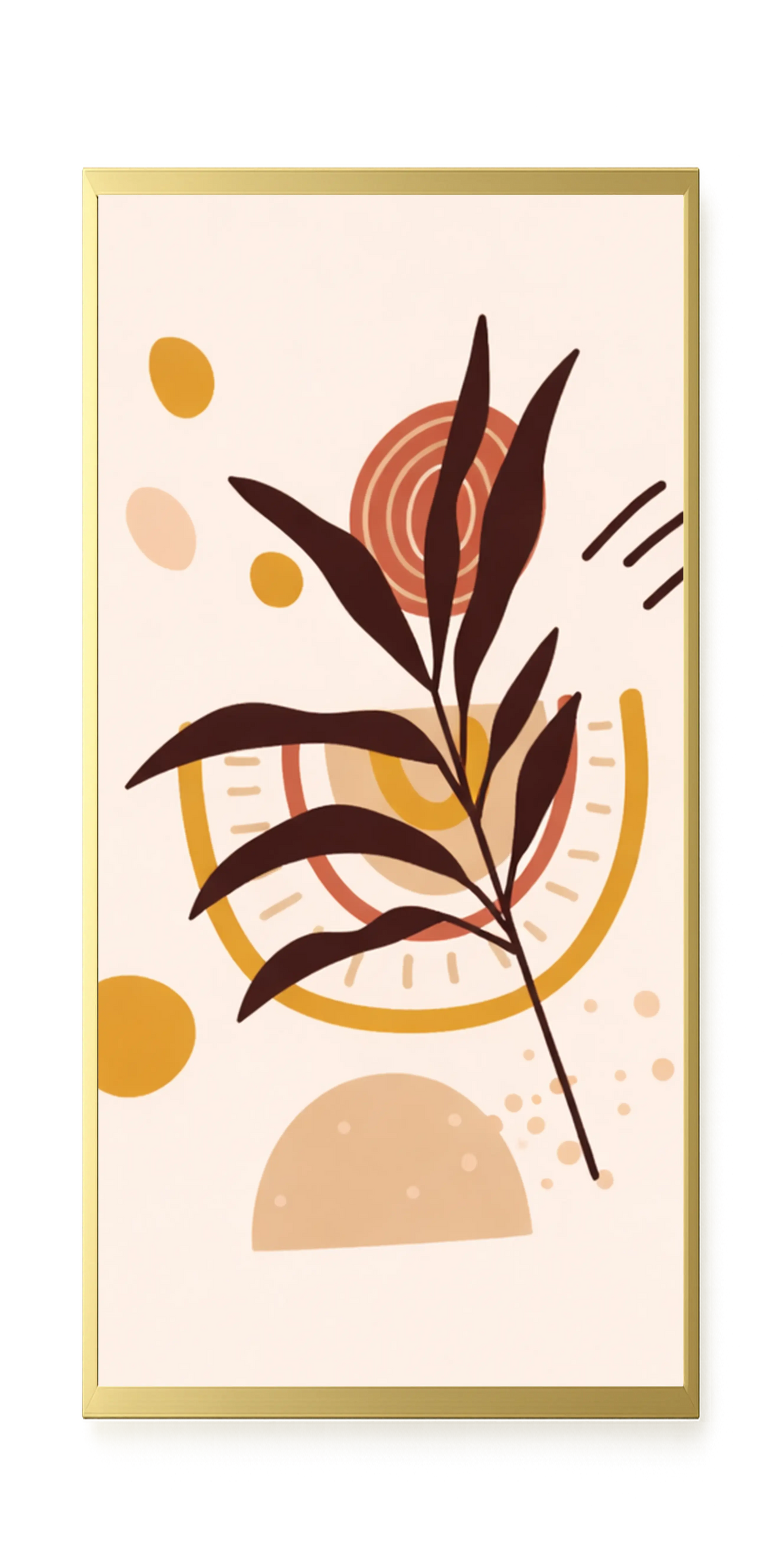 Brown leaves with circular geometric elements Canvas Print