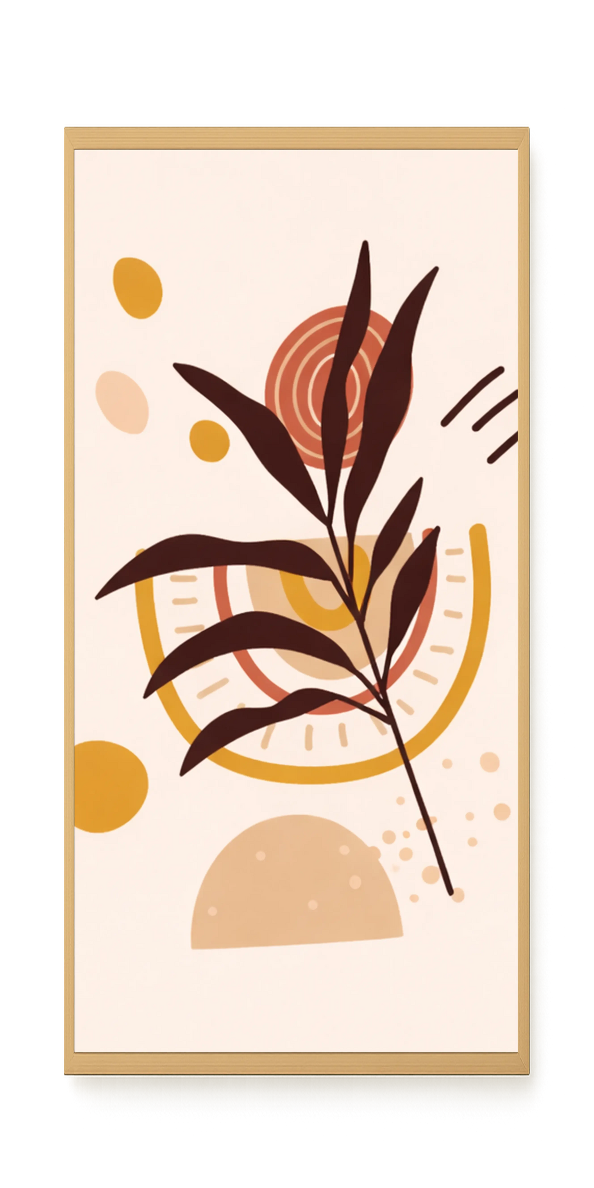 Brown leaves with circular geometric elements Canvas Print