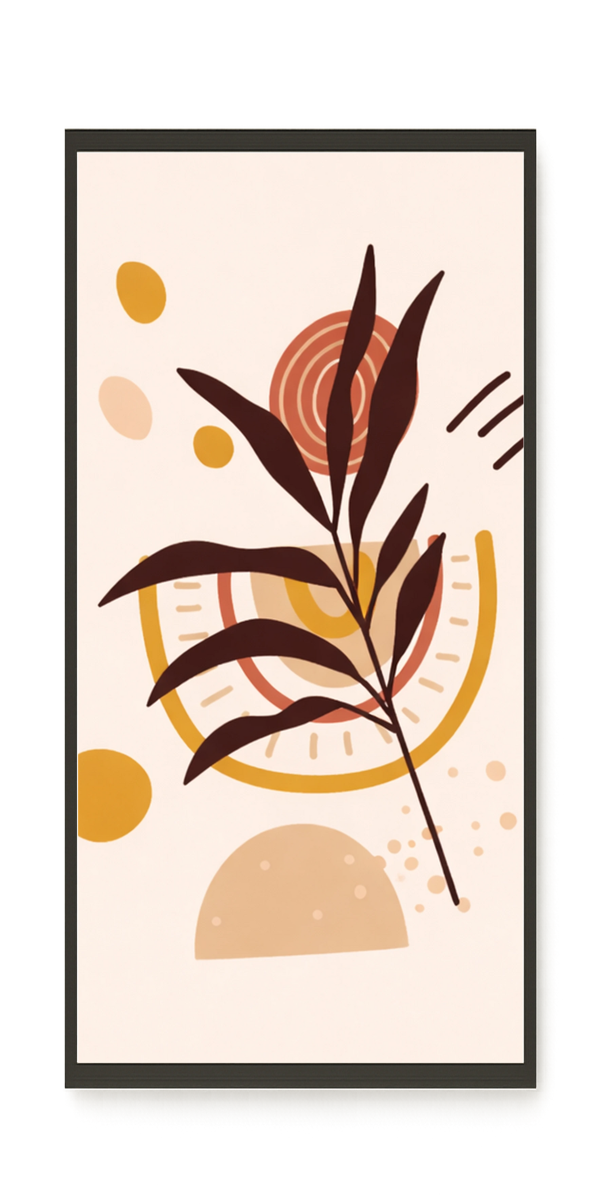 Brown leaves with circular geometric elements Canvas Print