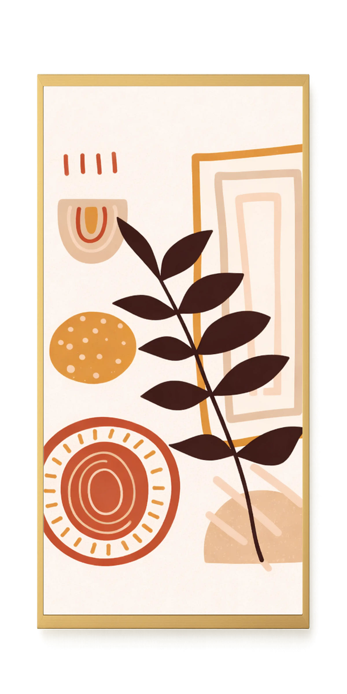 Abstract leaves with modern geometric shapes Canvas Wall Art