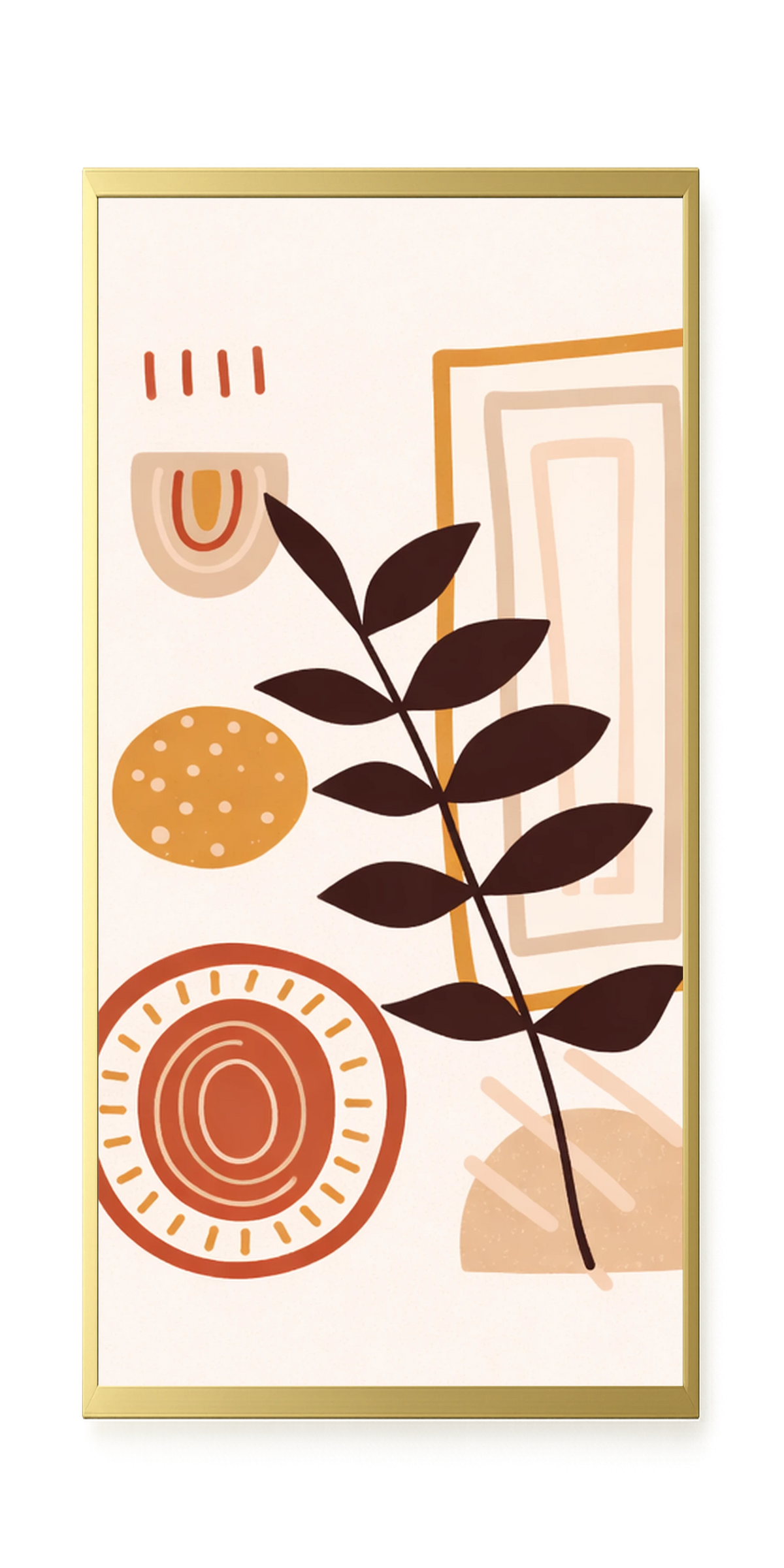 Abstract leaves with modern geometric shapes Canvas Wall Art
