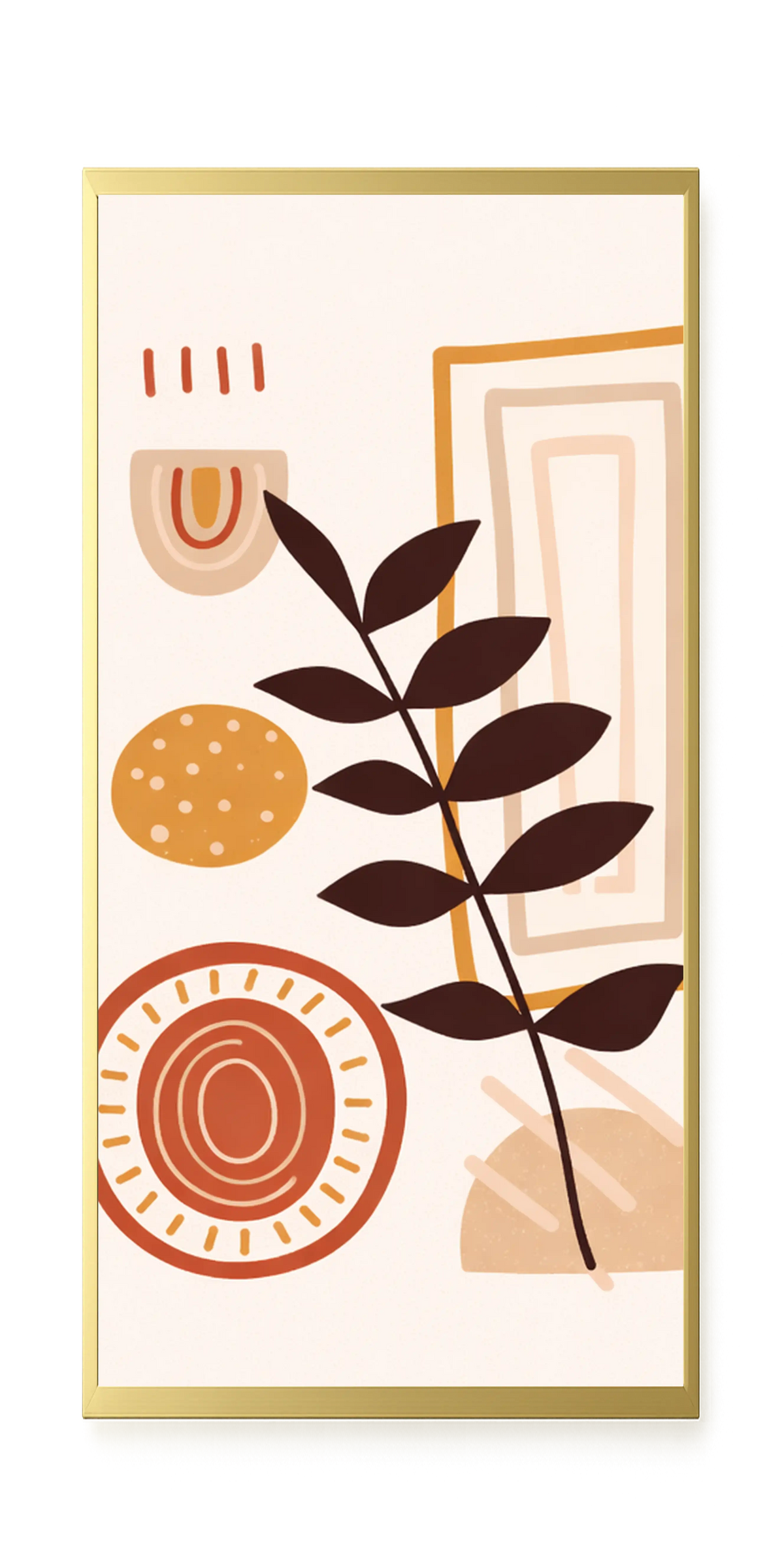 Abstract leaves with modern geometric shapes Canvas Wall Art