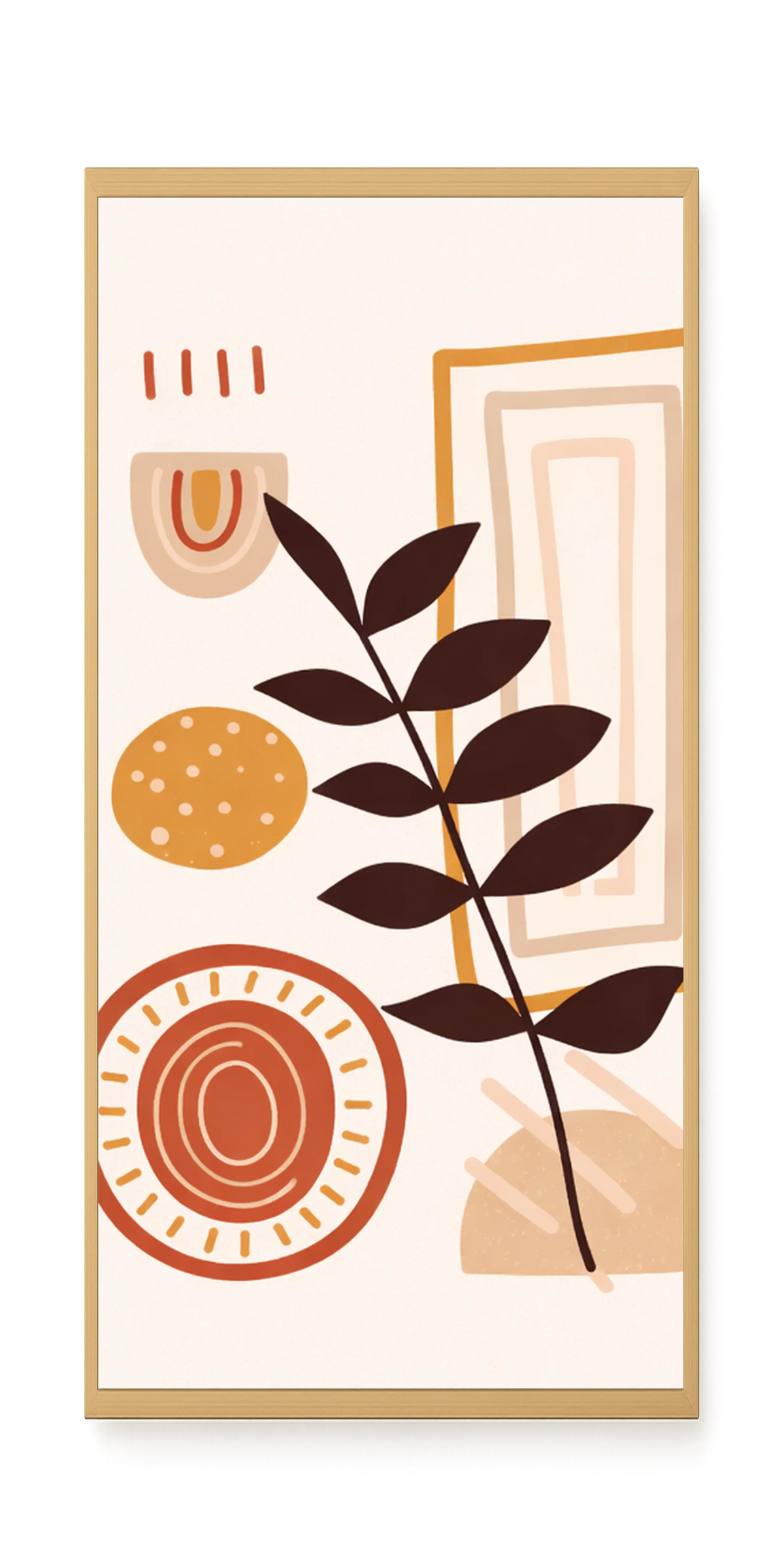 Abstract leaves with modern geometric shapes Canvas Wall Art