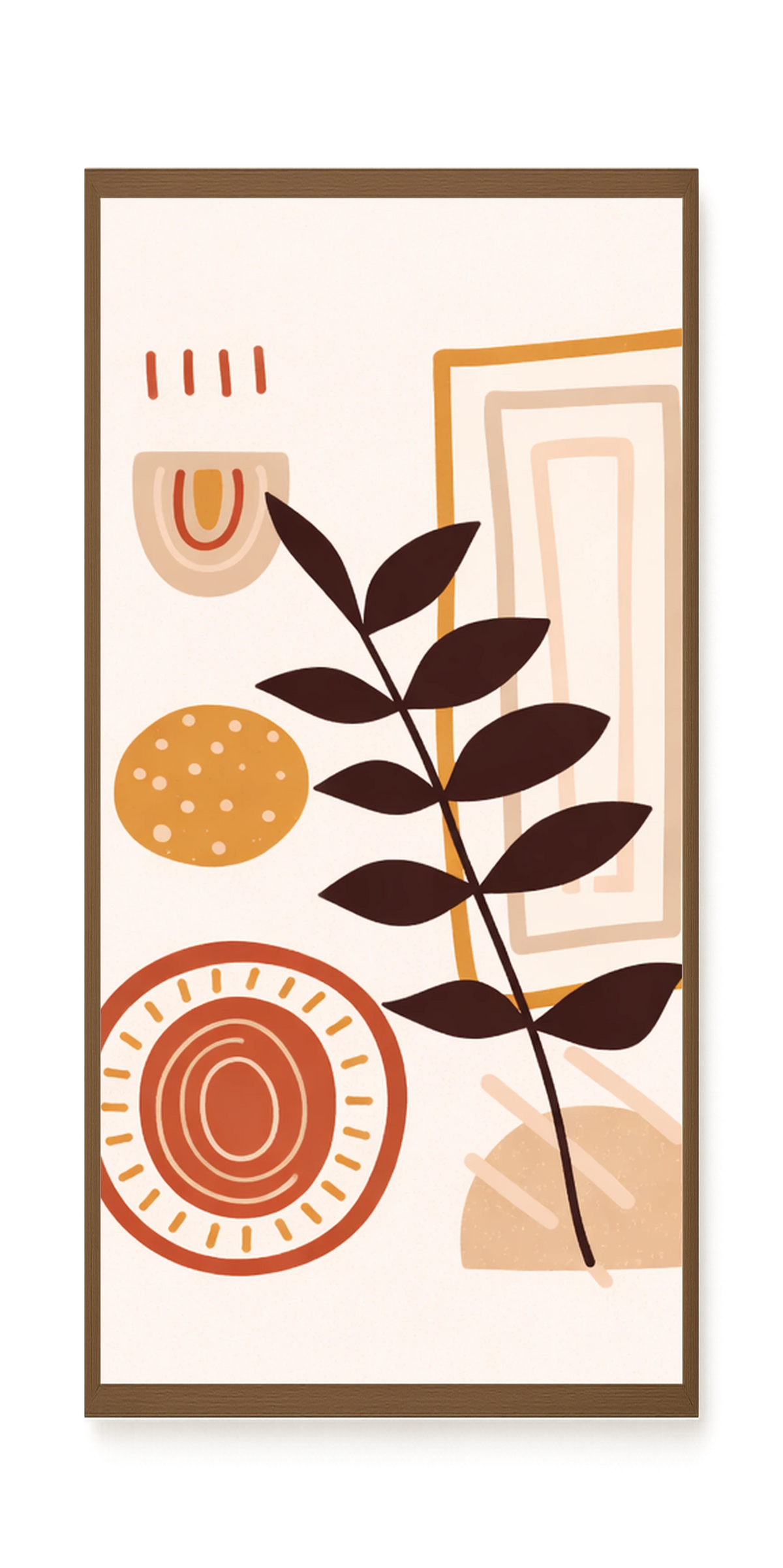 Abstract leaves with modern geometric shapes Canvas Wall Art