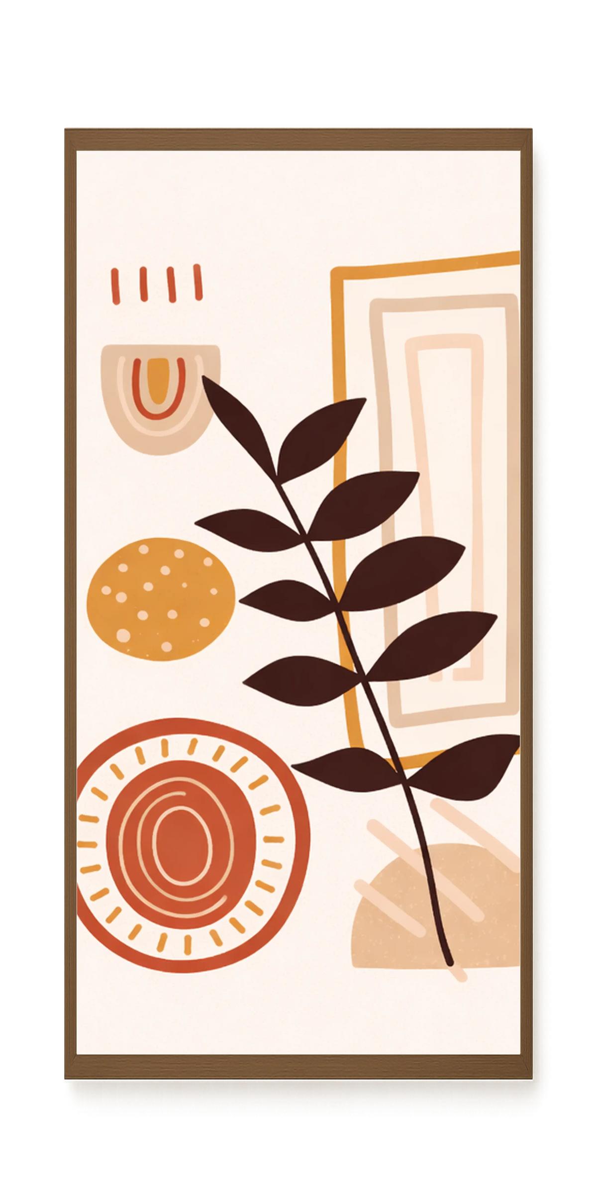 Abstract leaves with modern geometric shapes Canvas Wall Art