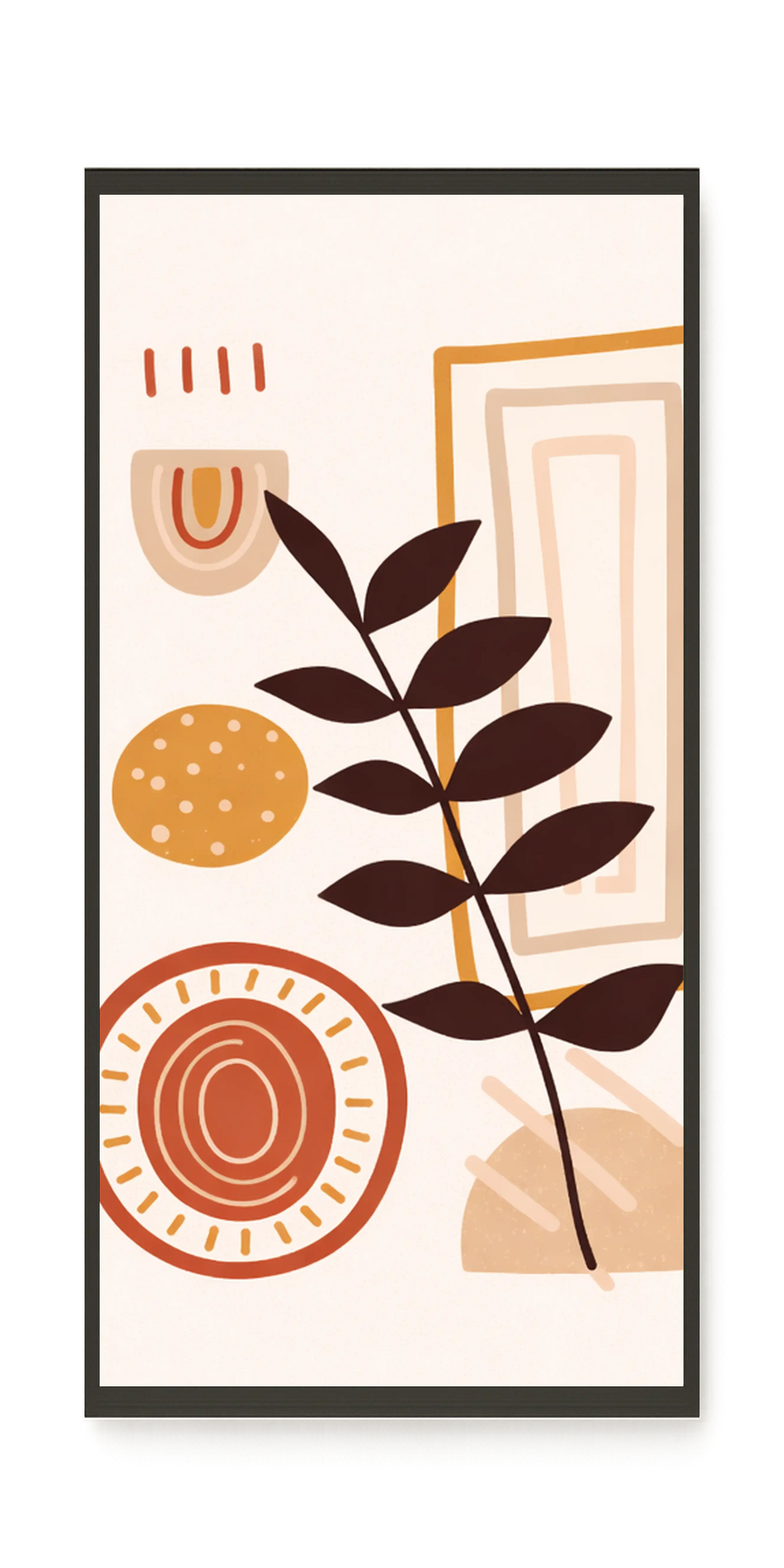 Abstract leaves with modern geometric shapes Canvas Wall Art