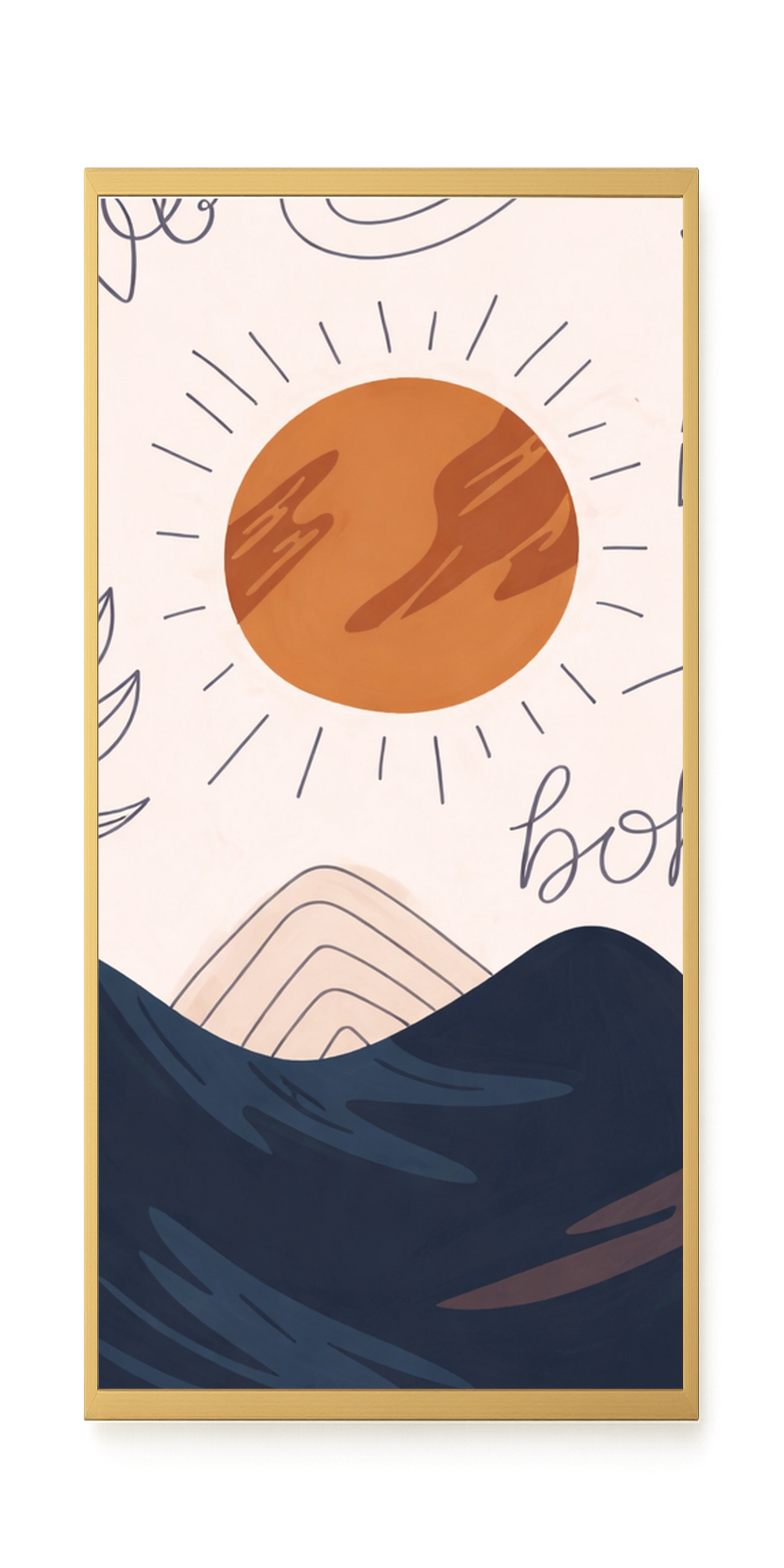 Minimal sun over mountains illustration Canvas Print