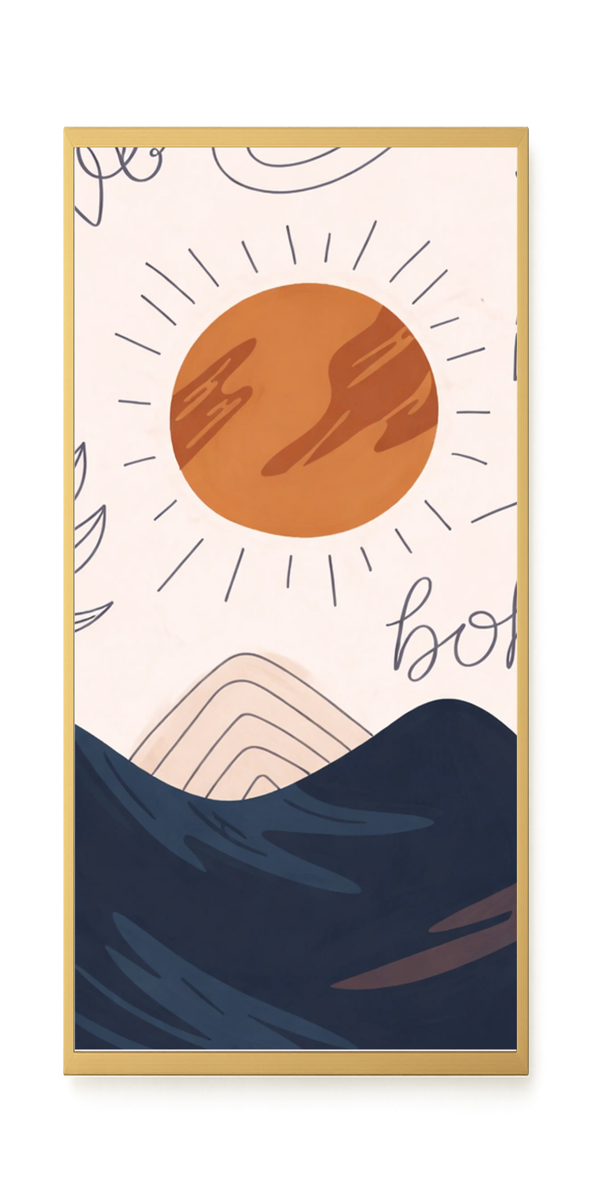 Minimal sun over mountains illustration Canvas Print