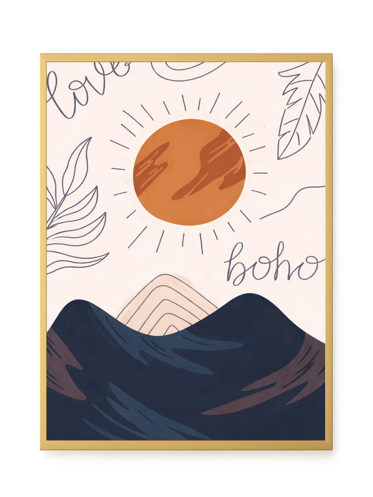 Minimal sun over mountains illustration Canvas Print