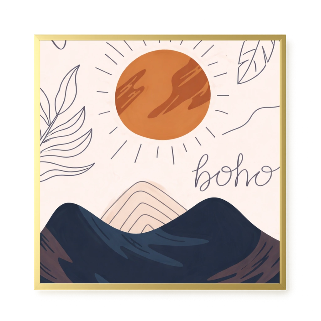 Minimal sun over mountains illustration Canvas Print