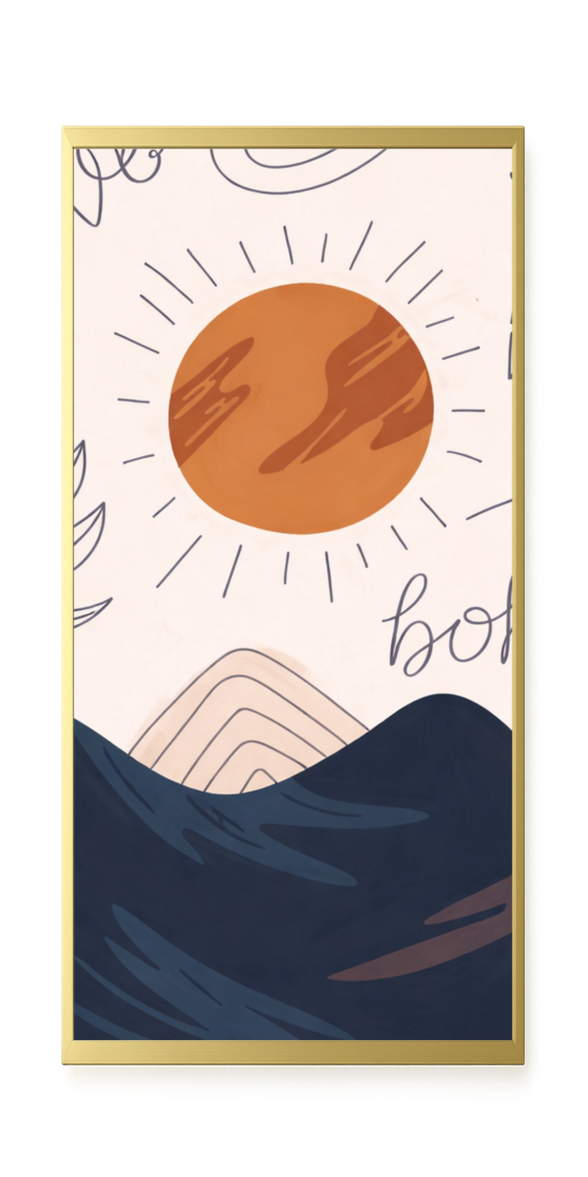 Minimal sun over mountains illustration Canvas Print