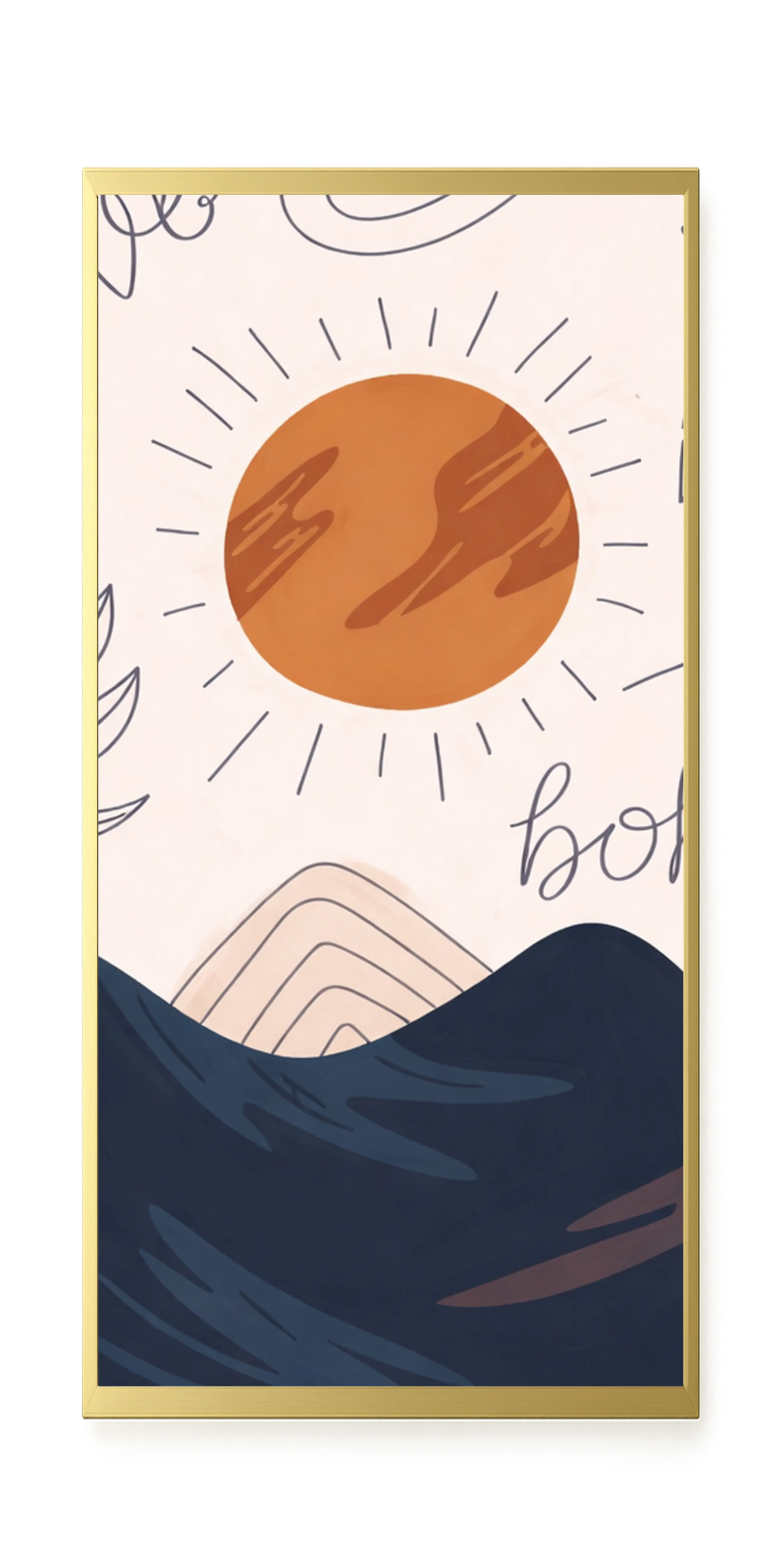 Minimal sun over mountains illustration Canvas Print