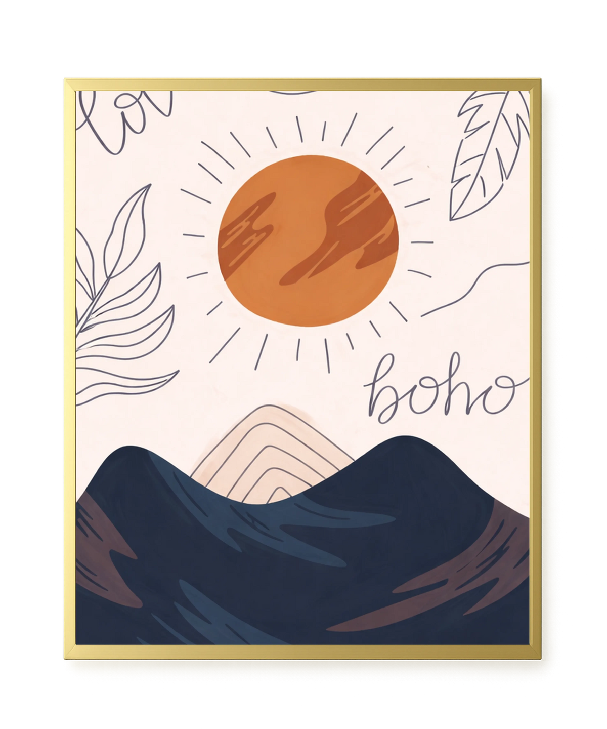 Minimal sun over mountains illustration Canvas Print
