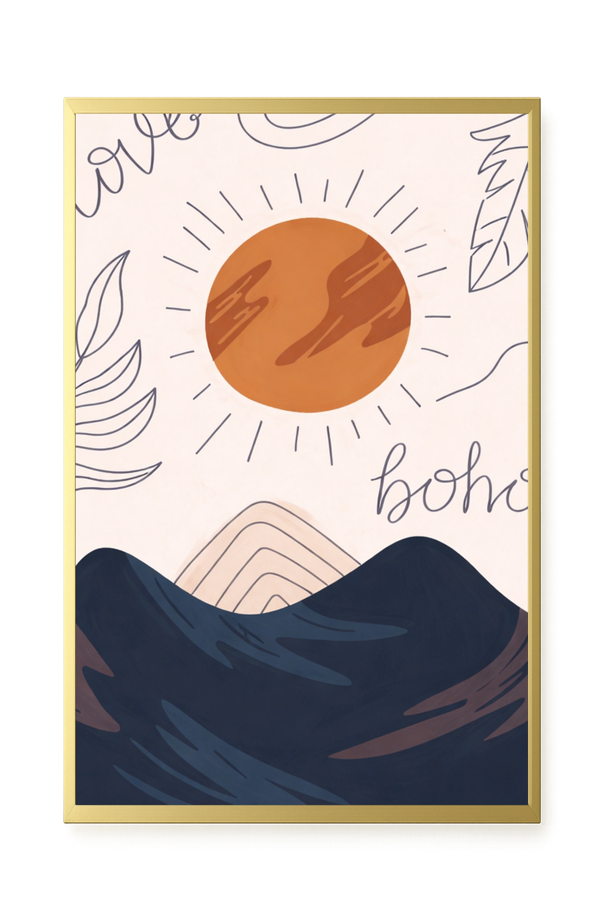 Minimal sun over mountains illustration Canvas Print