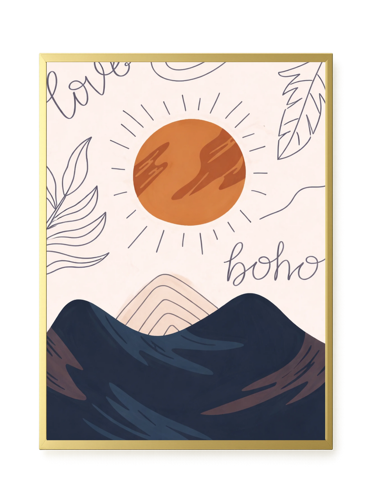 Minimal sun over mountains illustration Canvas Print