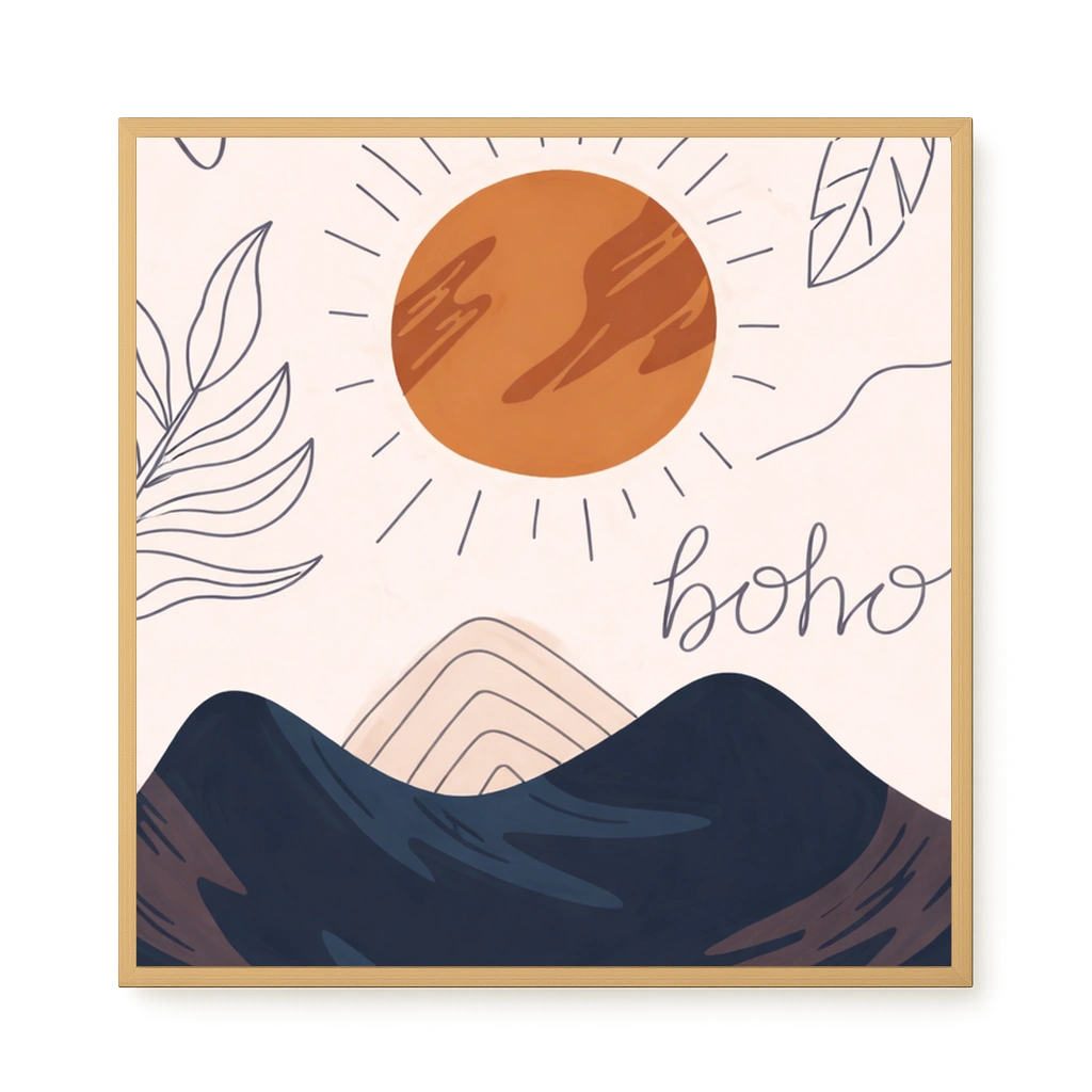 Minimal sun over mountains illustration Canvas Print